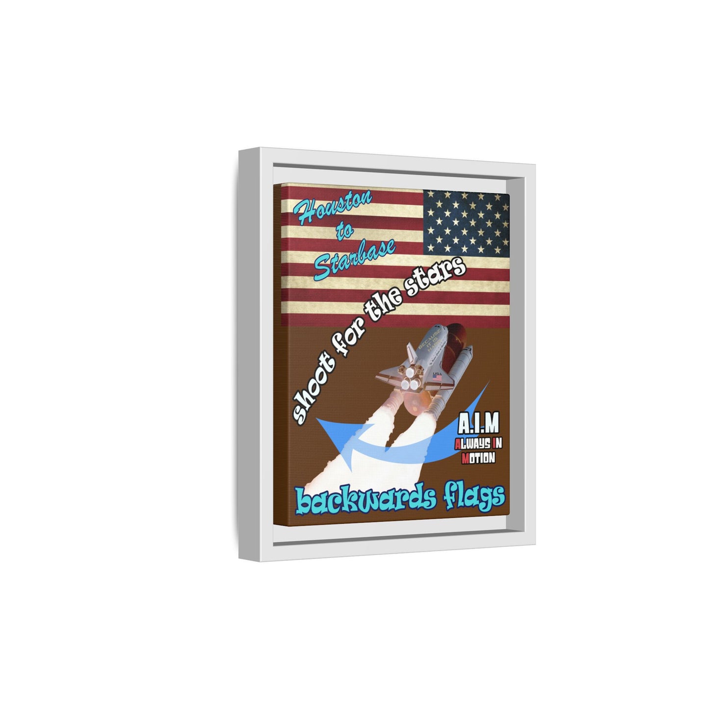 shoot for the stars - framed canvas art (brown)