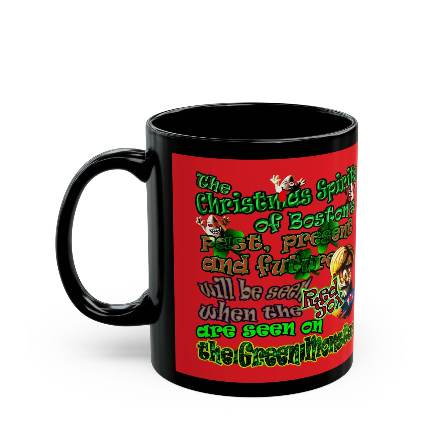christmas spirits of boston - Black Mug (red)