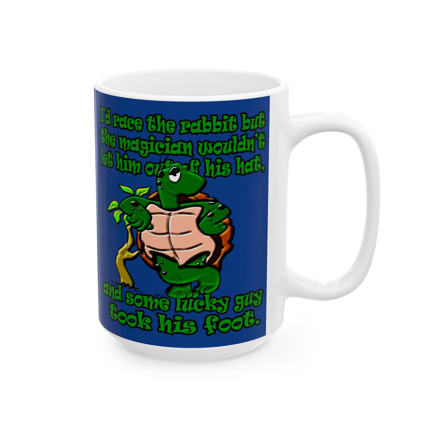turtle race - White Mug (dark blue)
