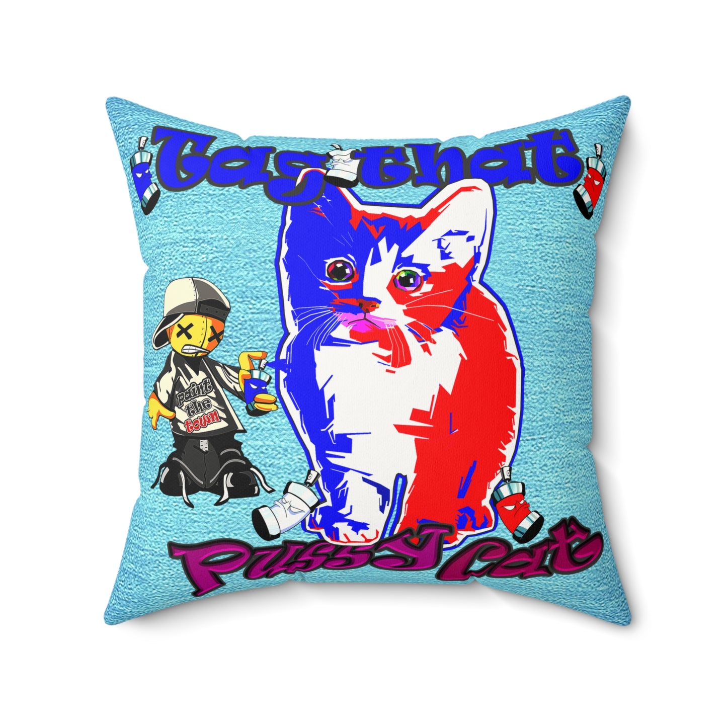 tag that - Faux Suede Square Pillow - (faded blue)