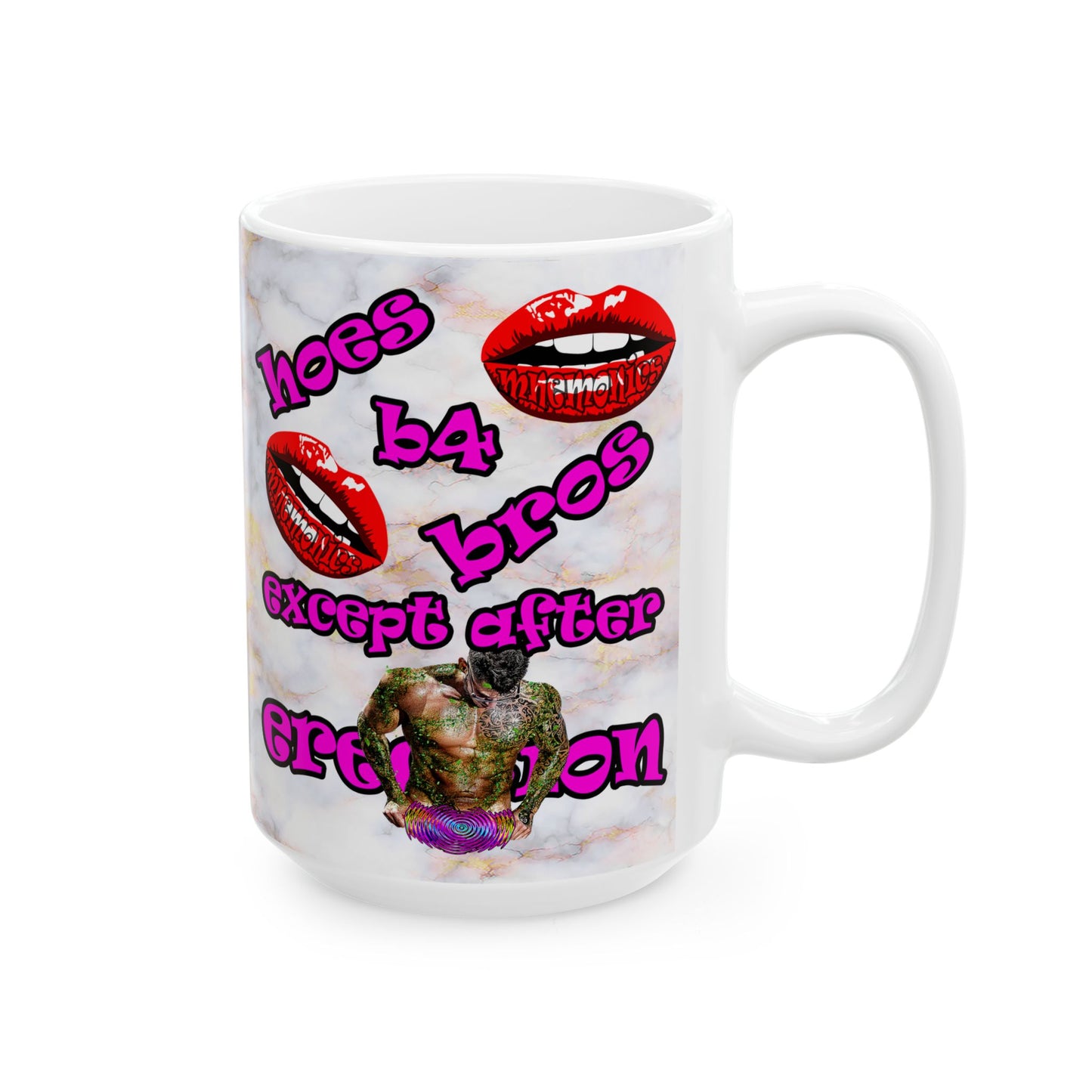 hoes b4 bros - White Mug (white marble)