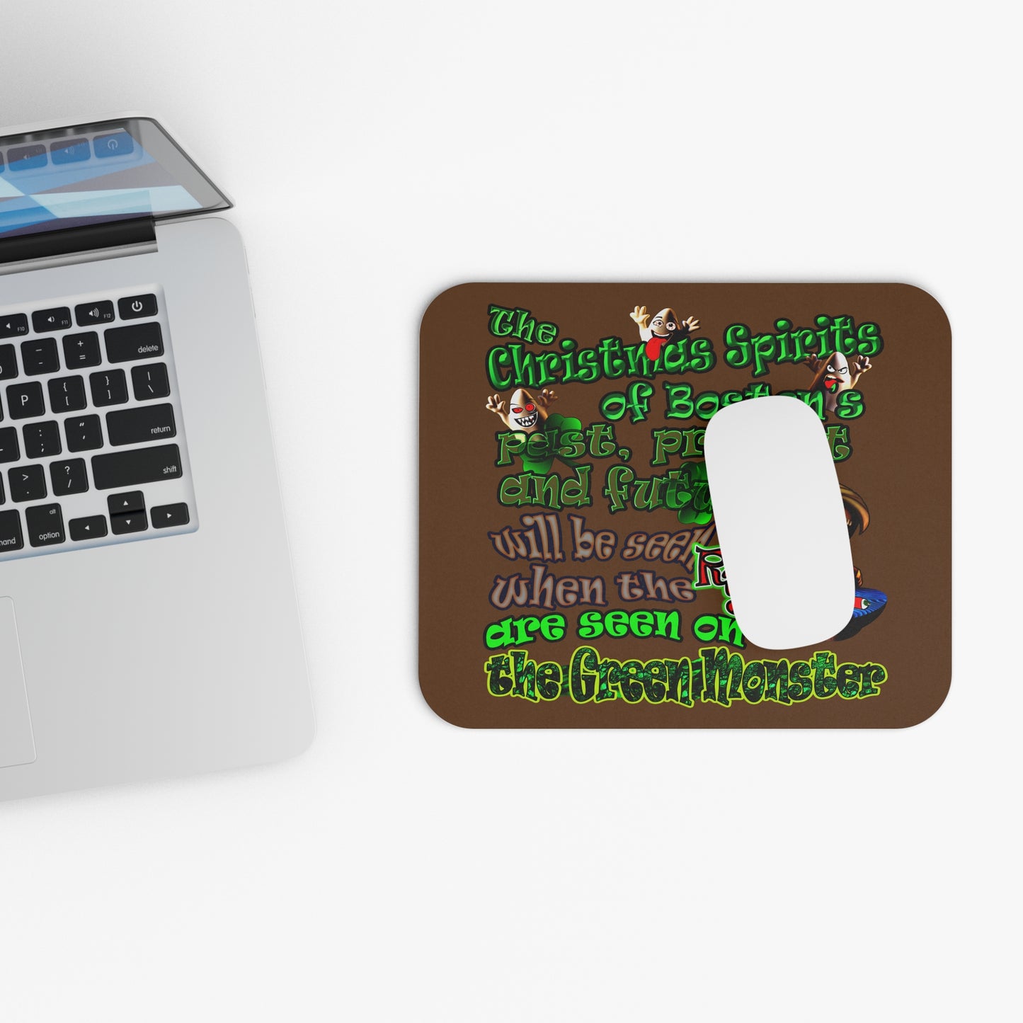 christmas spirits of boston - Mouse Pad (Rectangle) (brown)