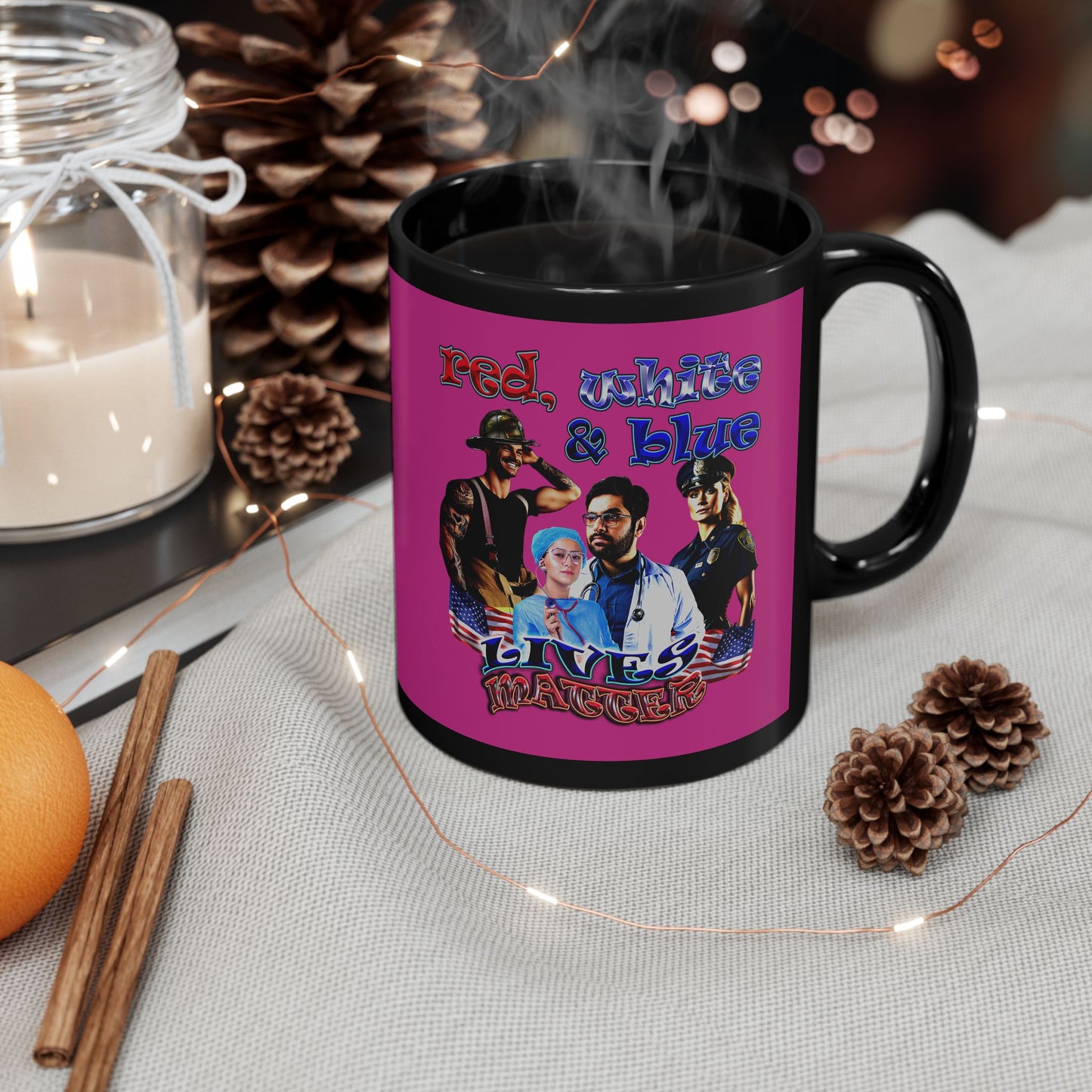 rw&b lives matter - Black Mug (pink)