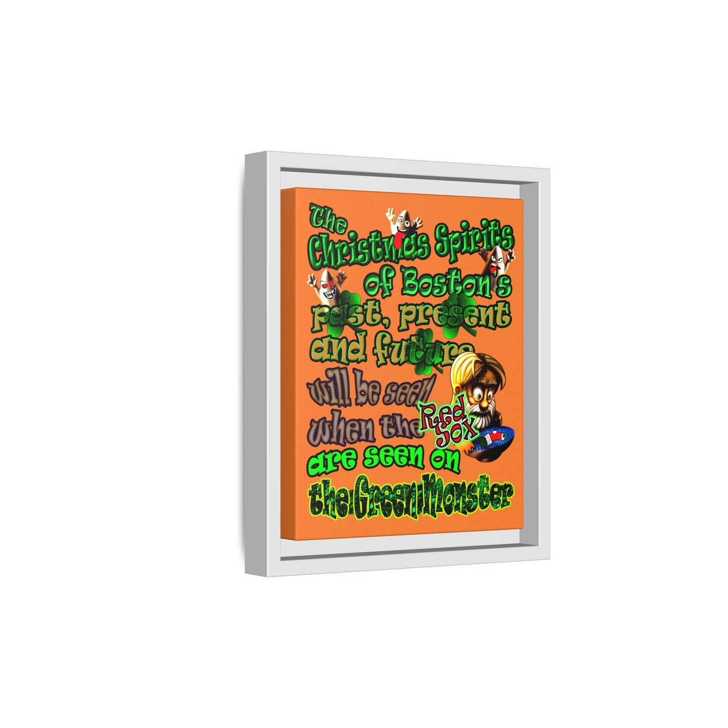 christmas spirits of boston - framed canvas art (crusta)