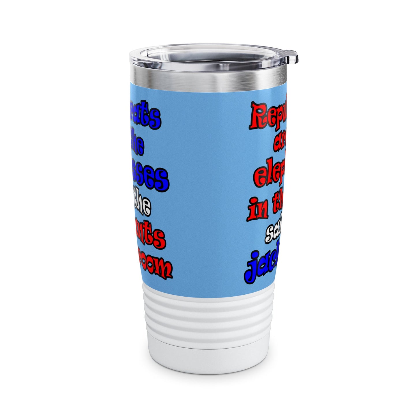 donkeys and elephants - Ringneck Tumbler, 20oz (light blue)