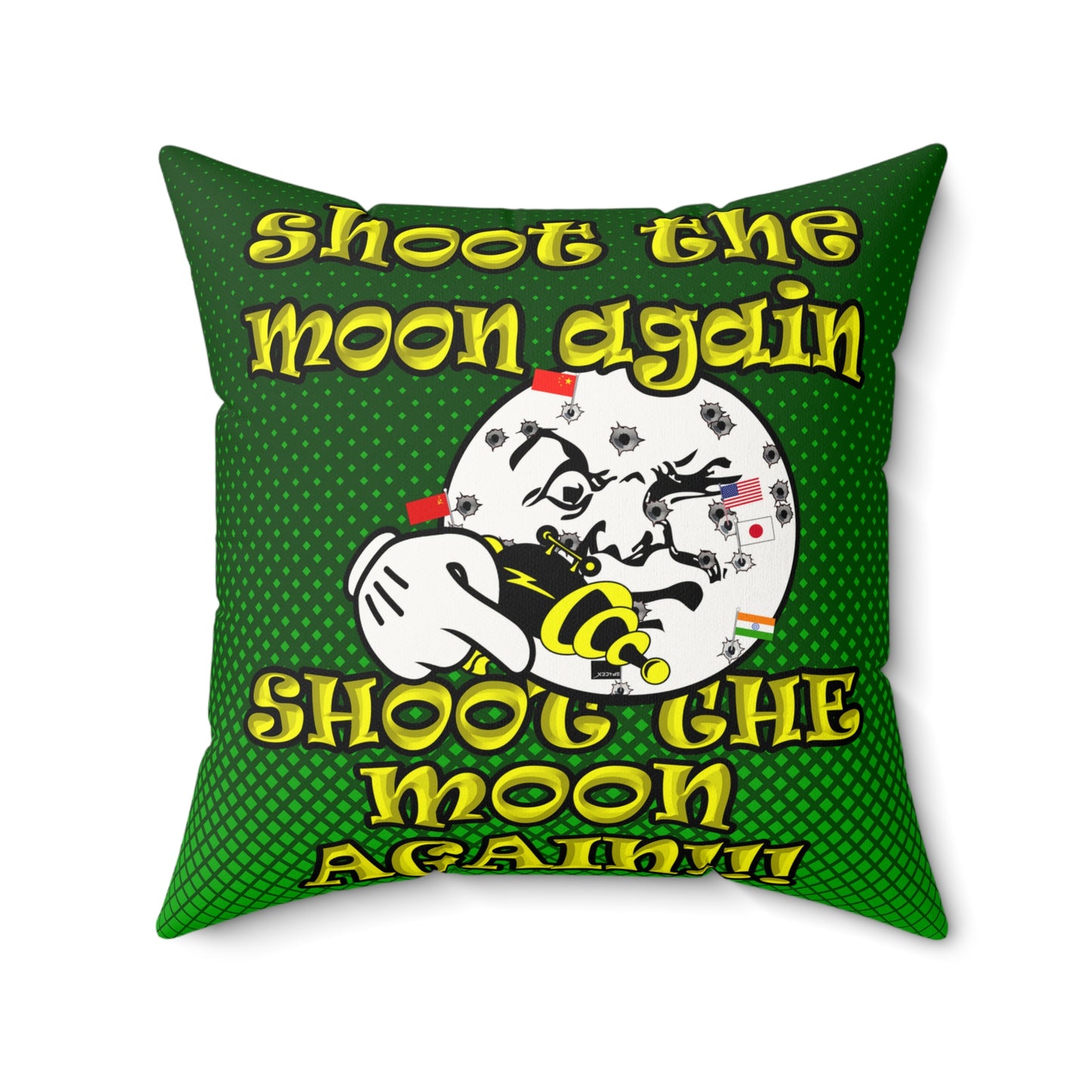 shoot the moon again - Faux Suede Square Pillow - (logo green)