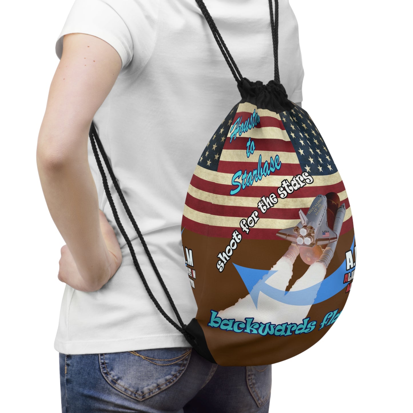 shoot for the stars - Drawstring Bag (brown)