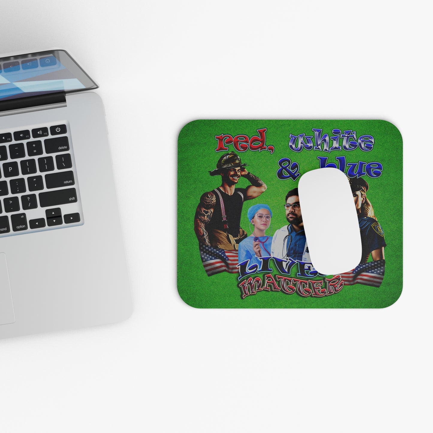 rw&b lives matter - Mouse Pad (Rectangle) (green turf)