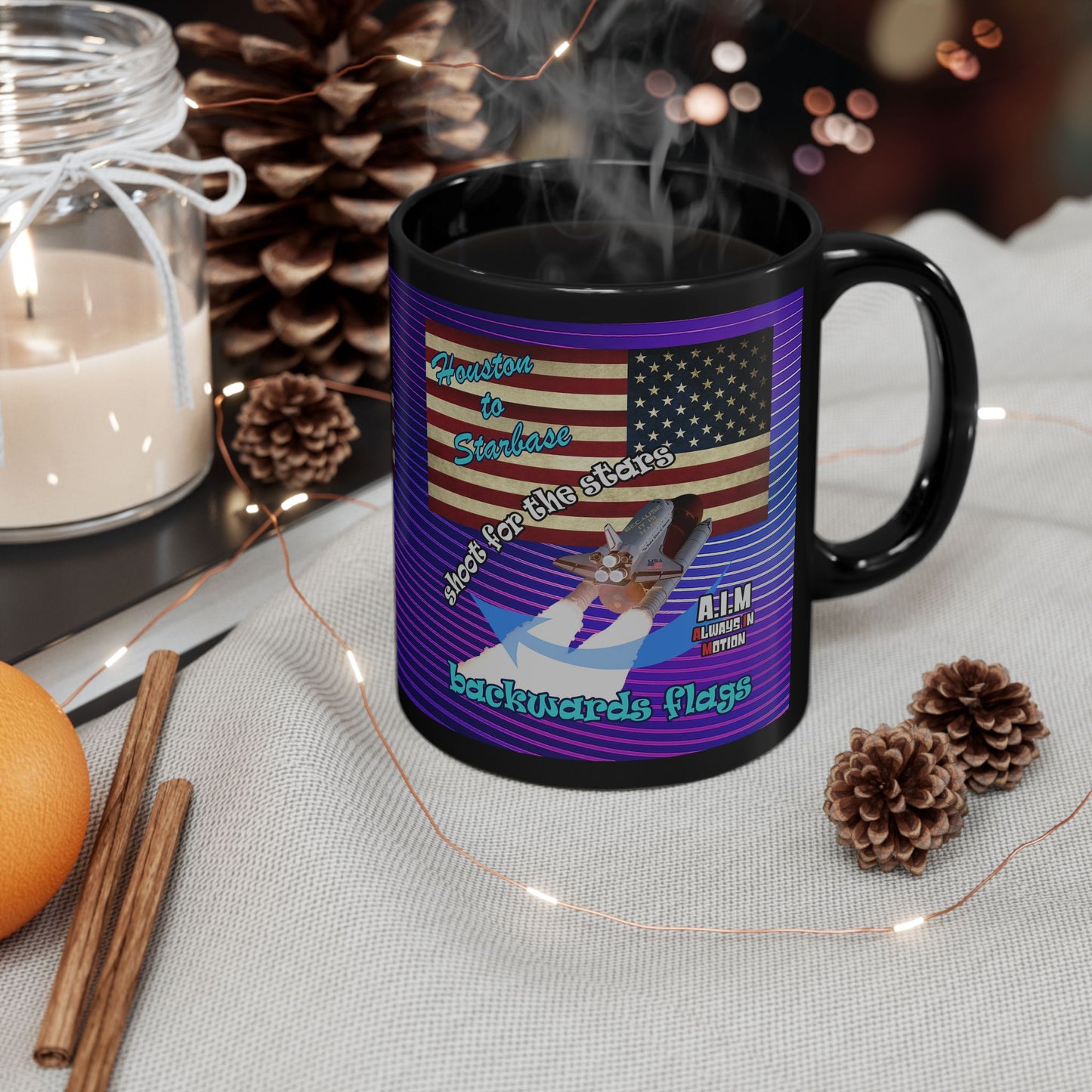 shoot for the stars - Black Mug (purple wave)