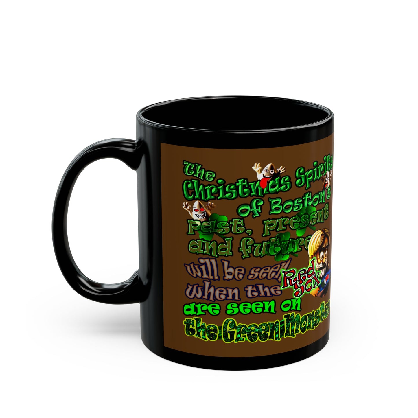 christmas spirits of boston - Black Mug (brown)