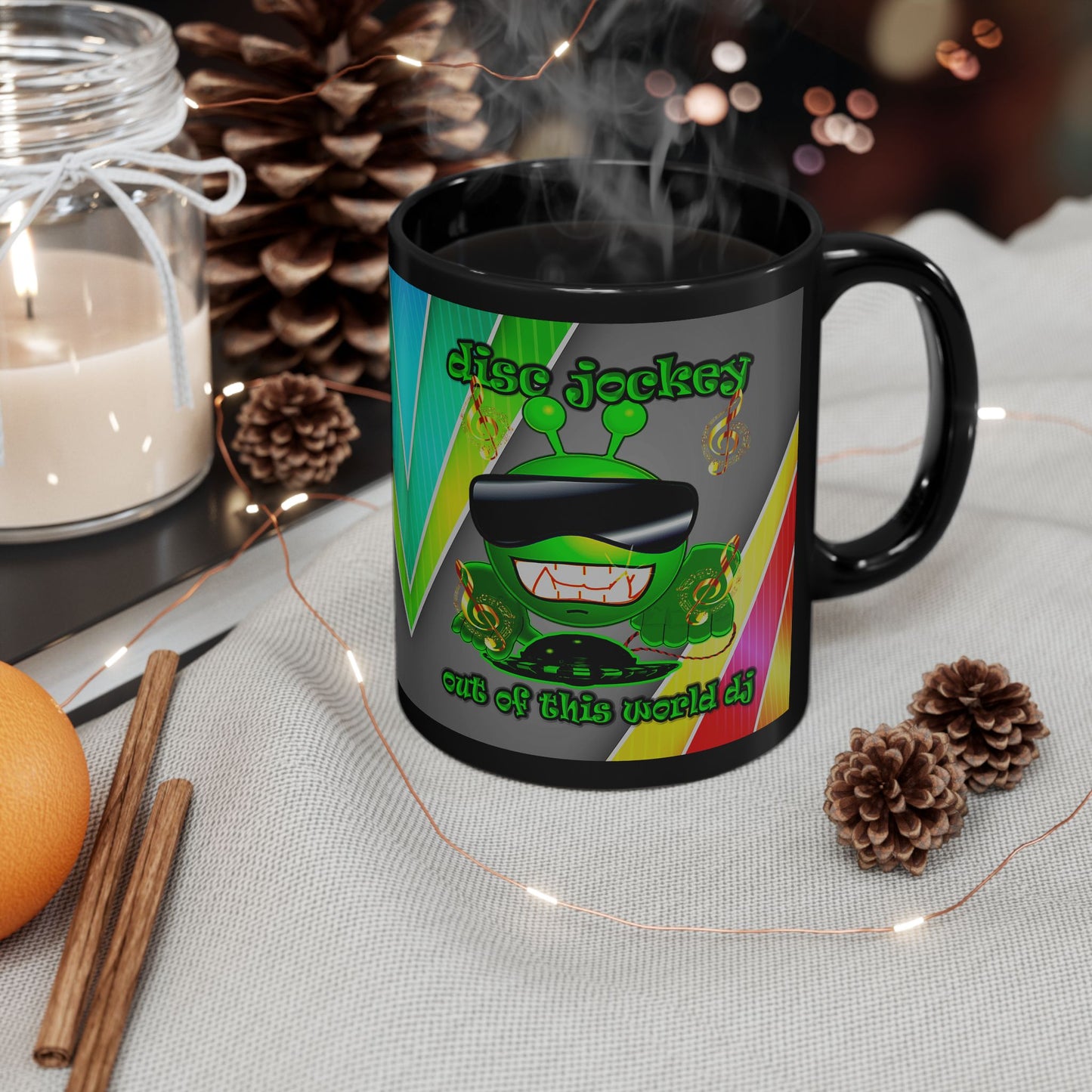 disc jockey - Black Mug (rainbow split)