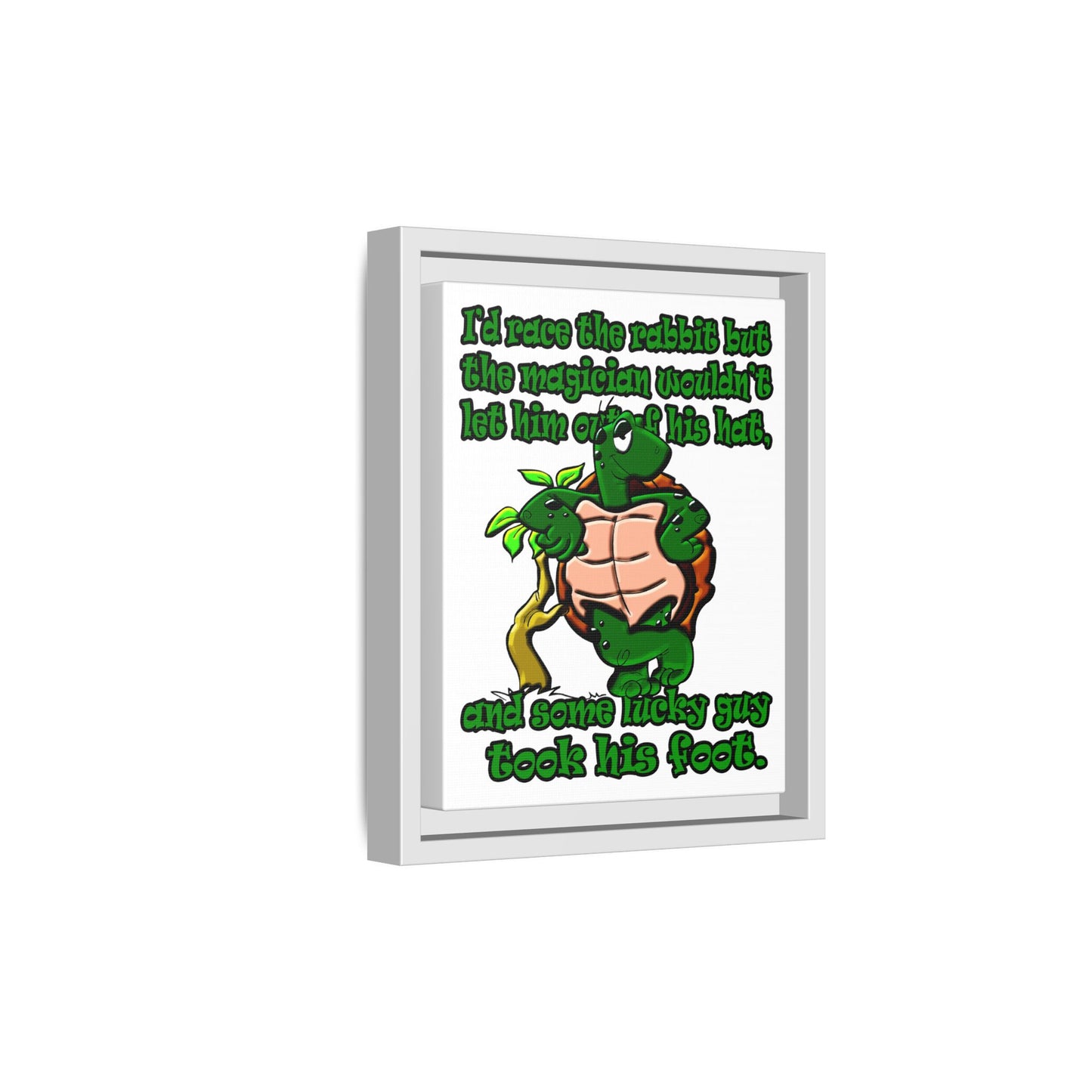 turtle race - framed canvas art (white)