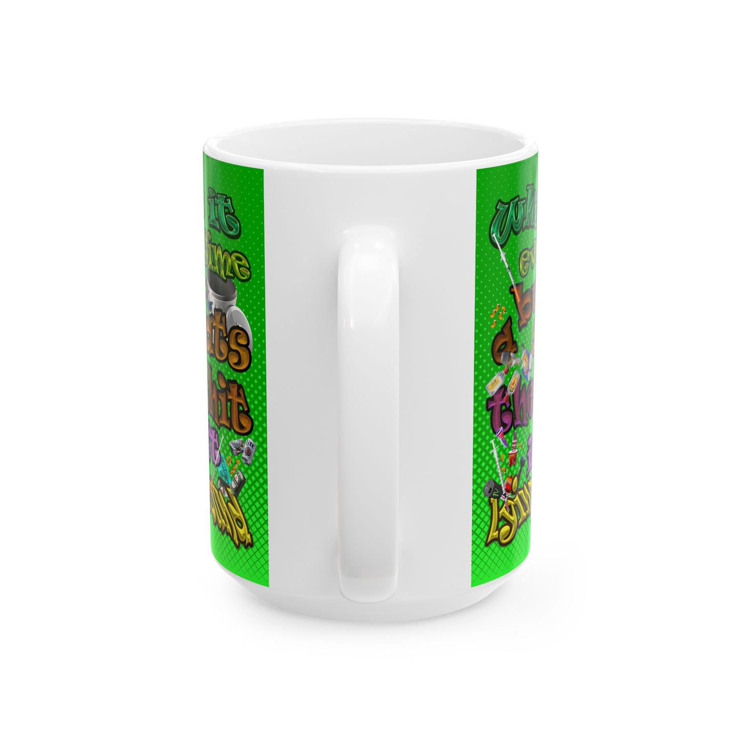the bum's shit - White Mug (logo green)