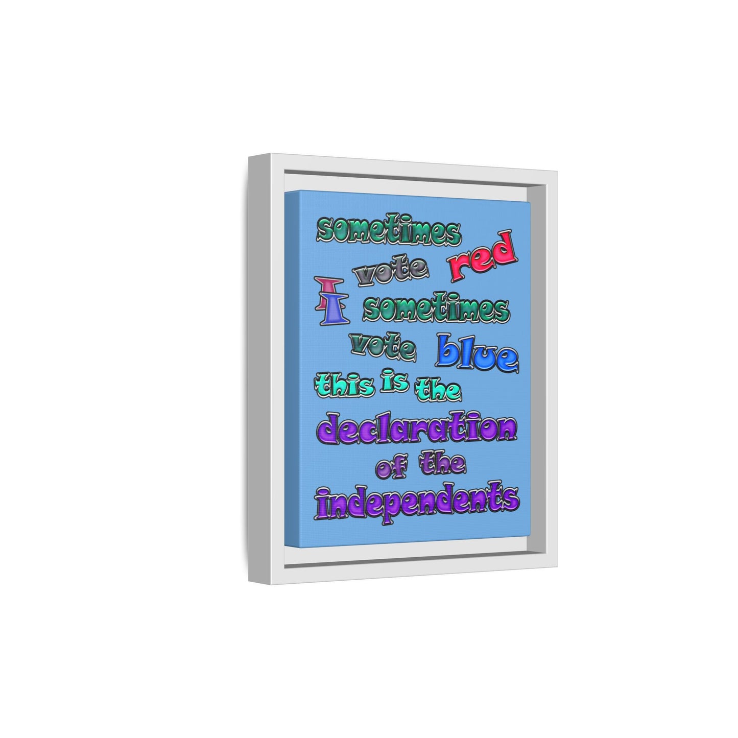 declaration of the independents - framed canvas art (light blue)