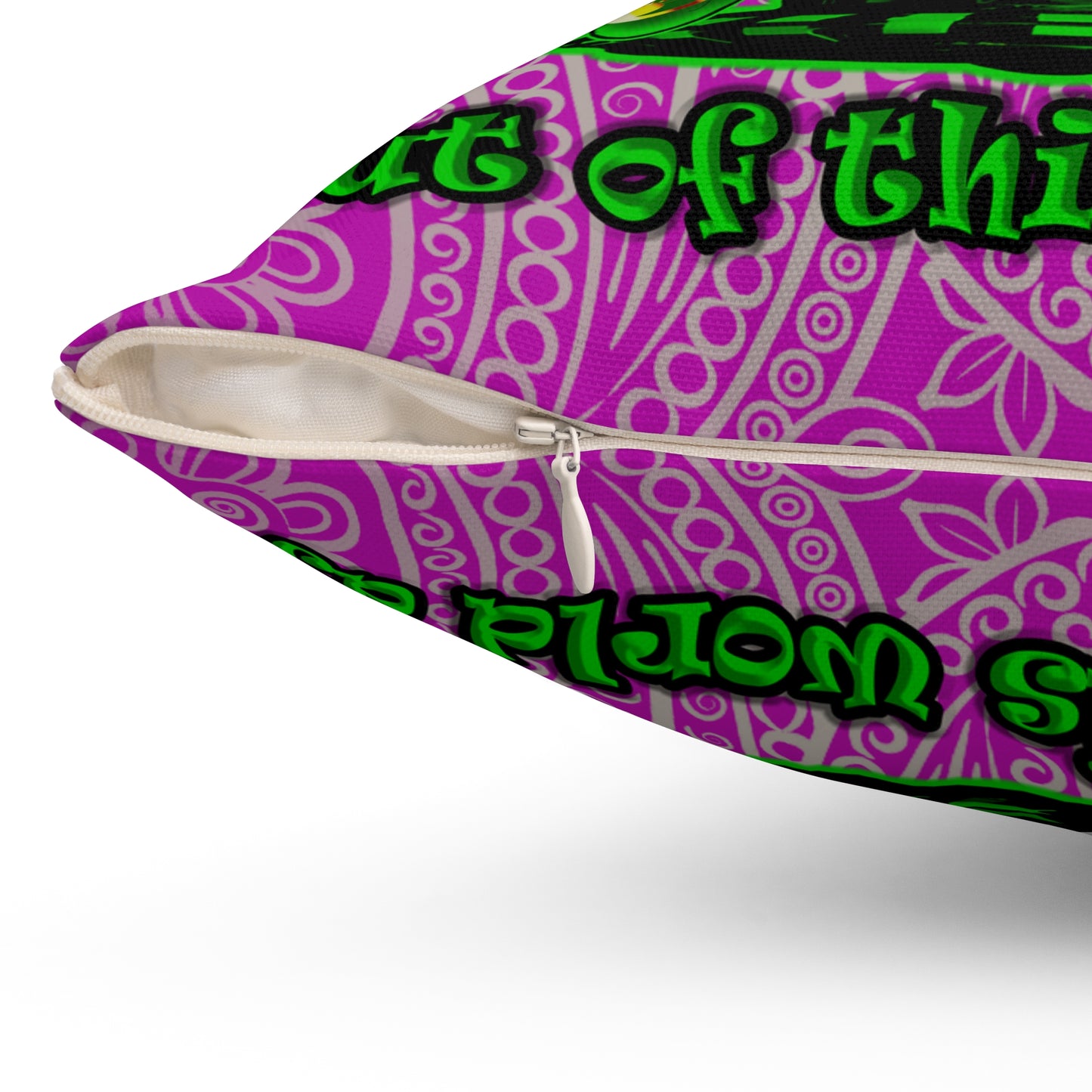 disc jockey - Spun Polyester Square Pillow - (pink swirl)
