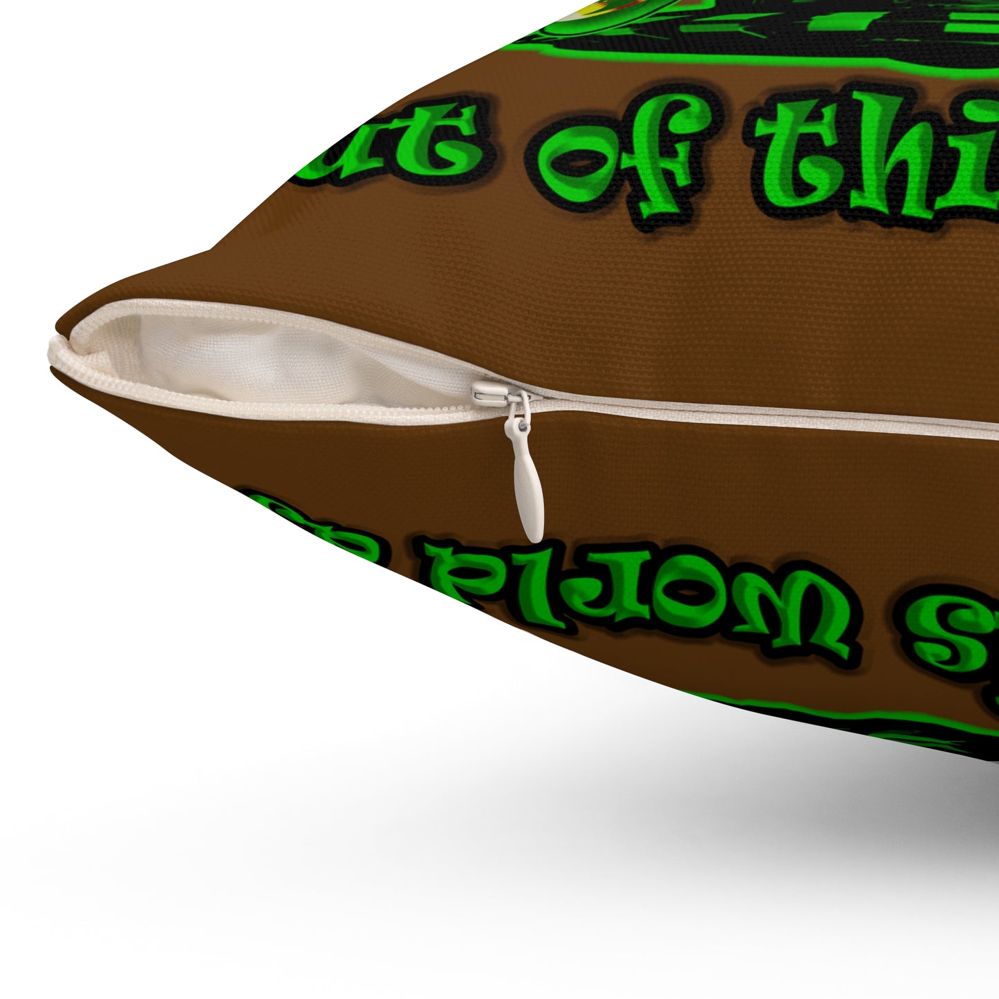 disc jockey - Spun Polyester Square Pillow - (brown)