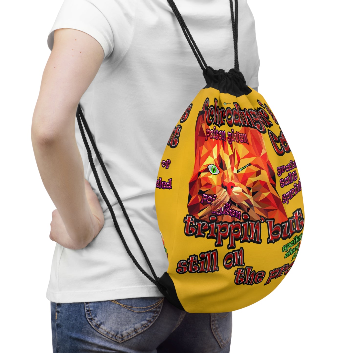 schrodinger's cat - Drawstring Bag (yellow)