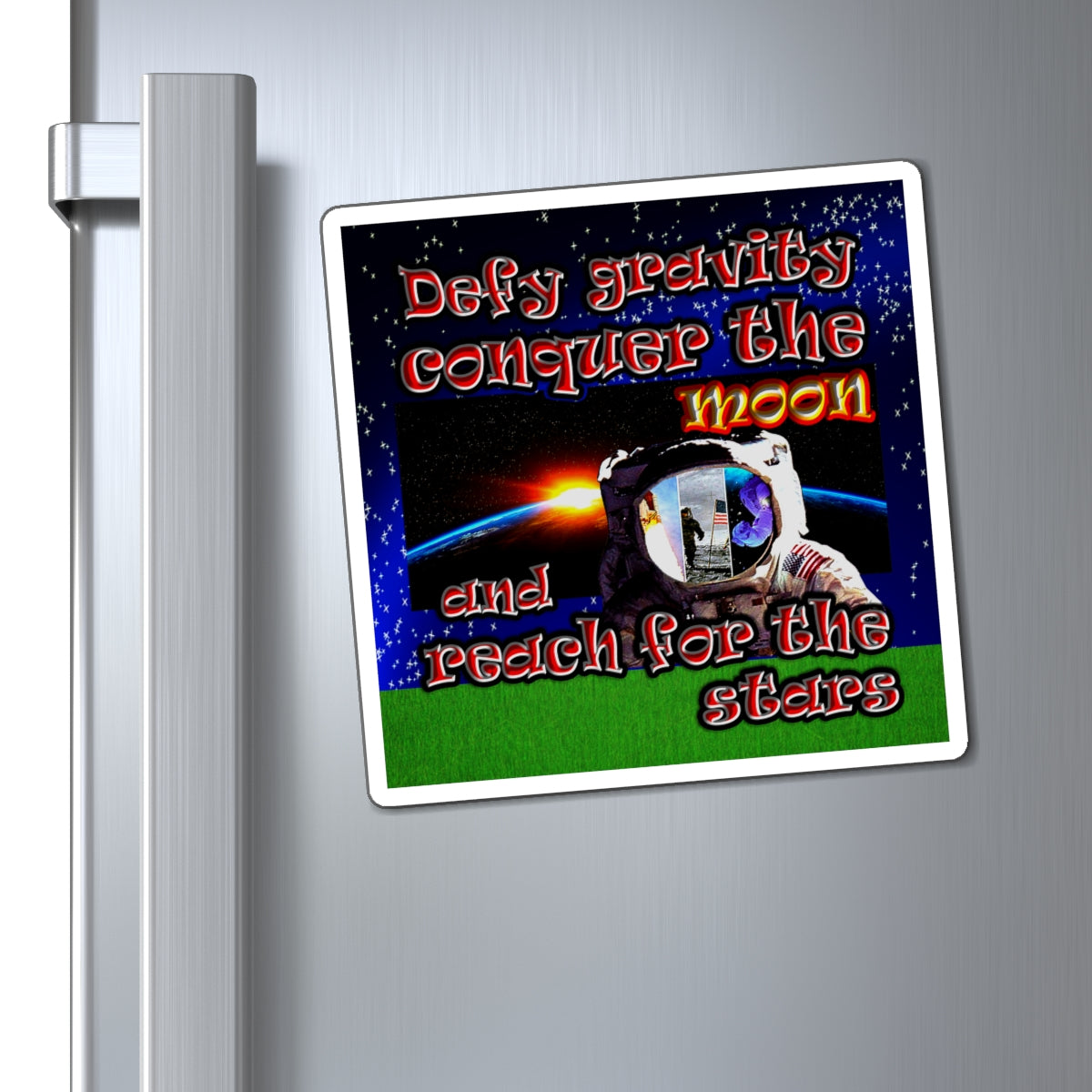 defy conquer reach - Magnets - ('snoops' background)