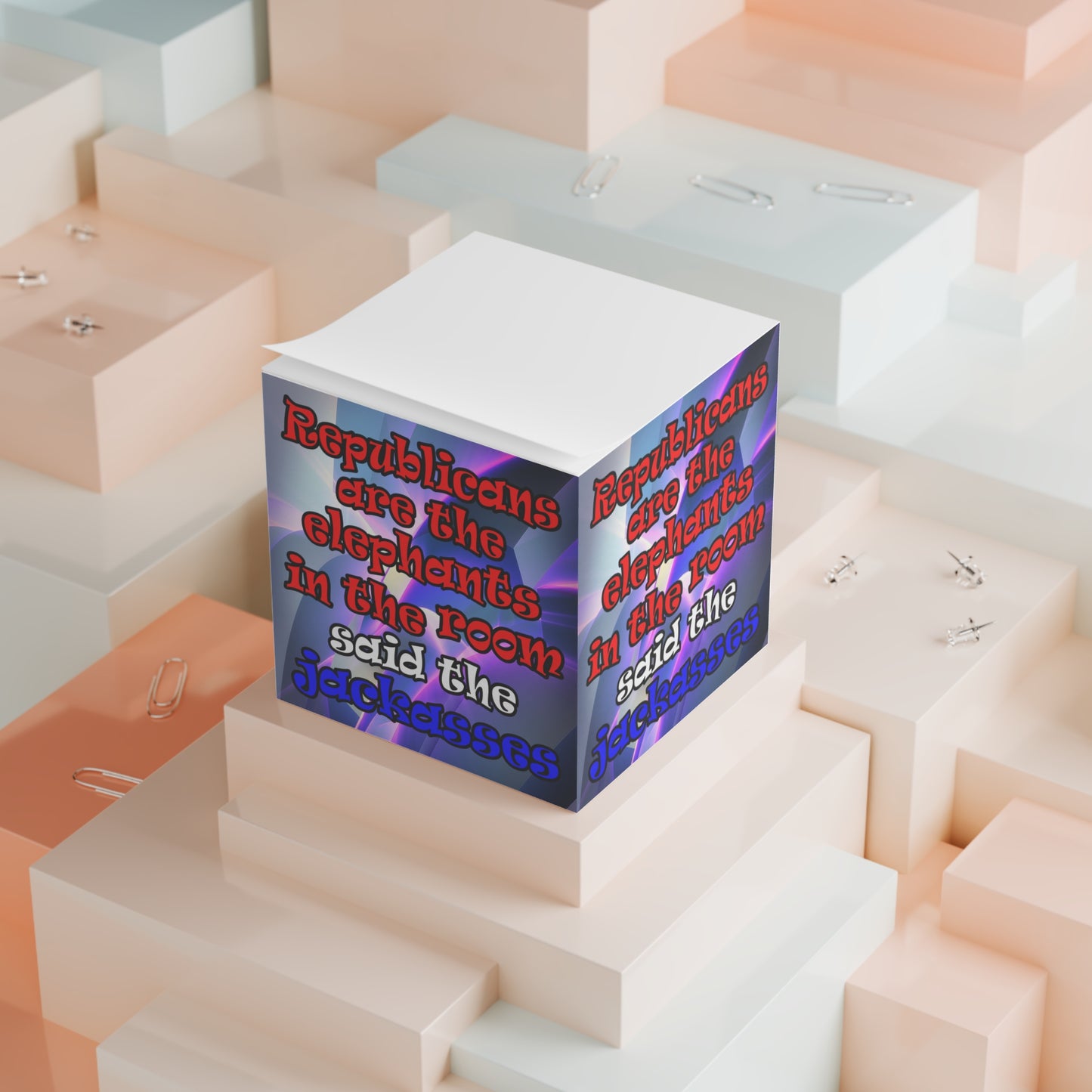 donkeys and elephants - note cube (grey-pink wave)