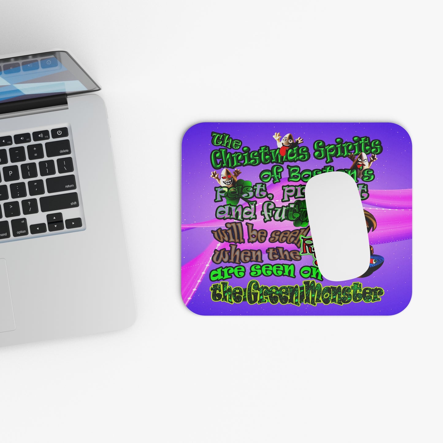 christmas spirits of boston - Mouse Pad (Rectangle) (purple-pink wave)