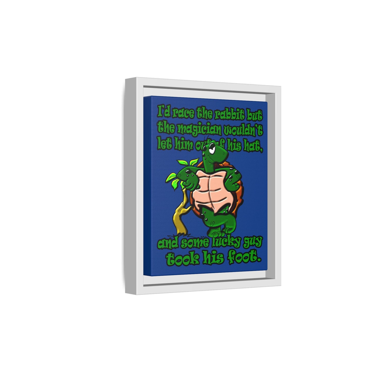turtle race - framed canvas art (dark blue)