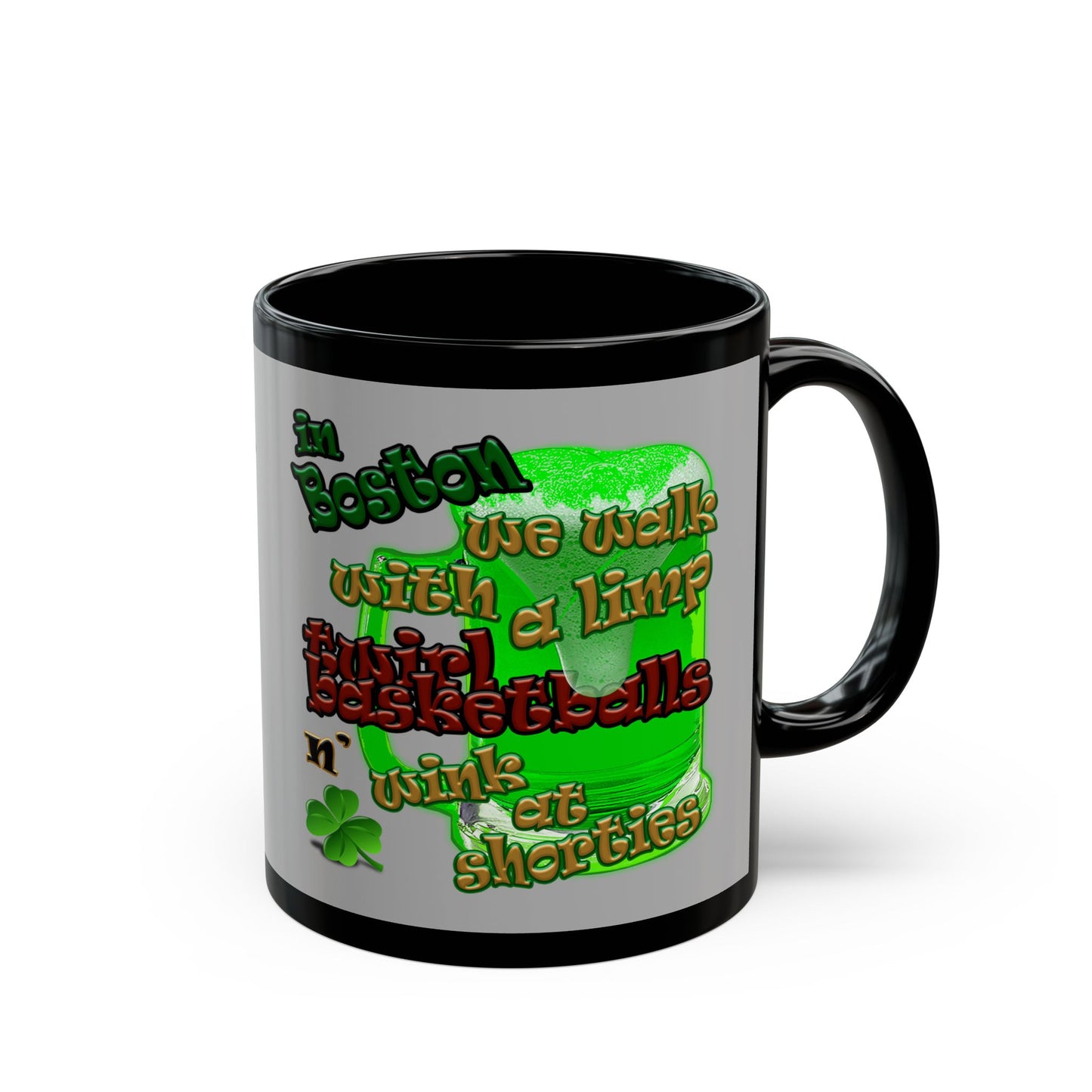 celtics logo - Black Mug (light grey)