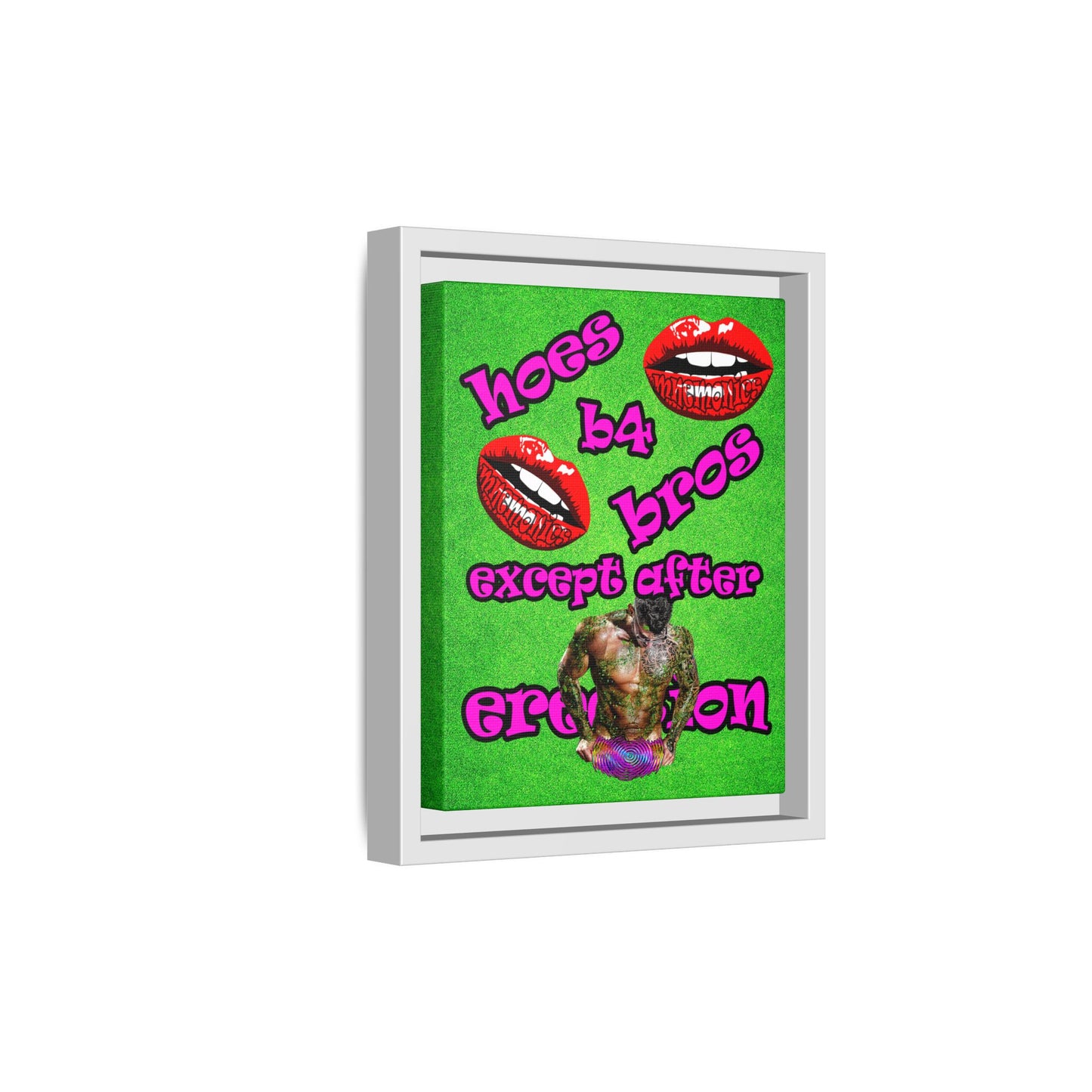 hoes b4 bros - framed canvas art (green turf)
