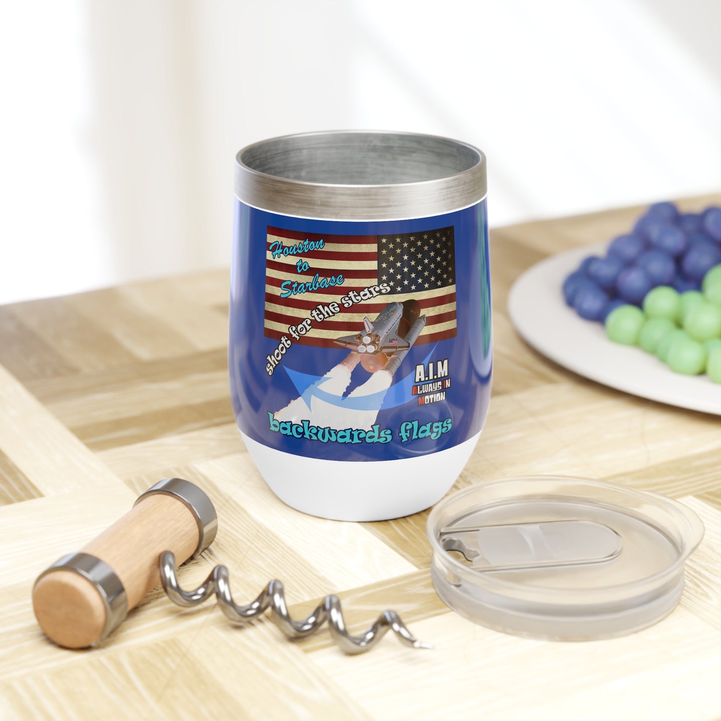 shoot for the stars - Chill Wine Tumbler (dark blue)