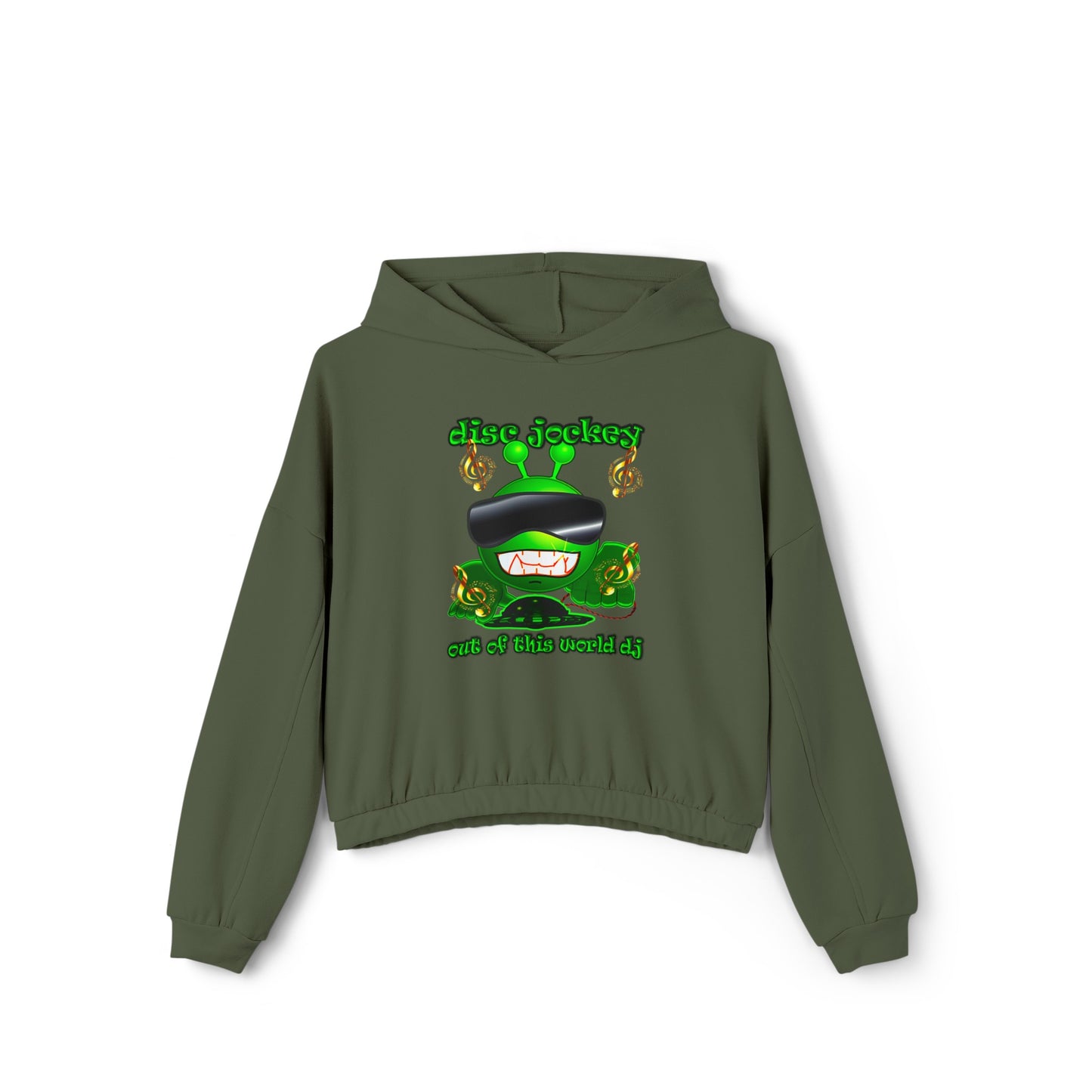 disc jockey - Women's Cinched Bottom Hoodie