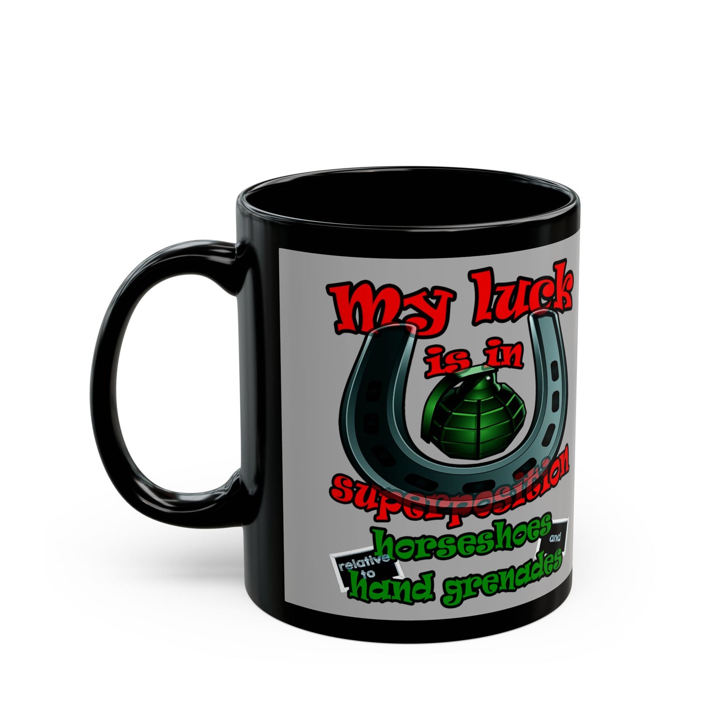 my luck - Black Mug (light grey)