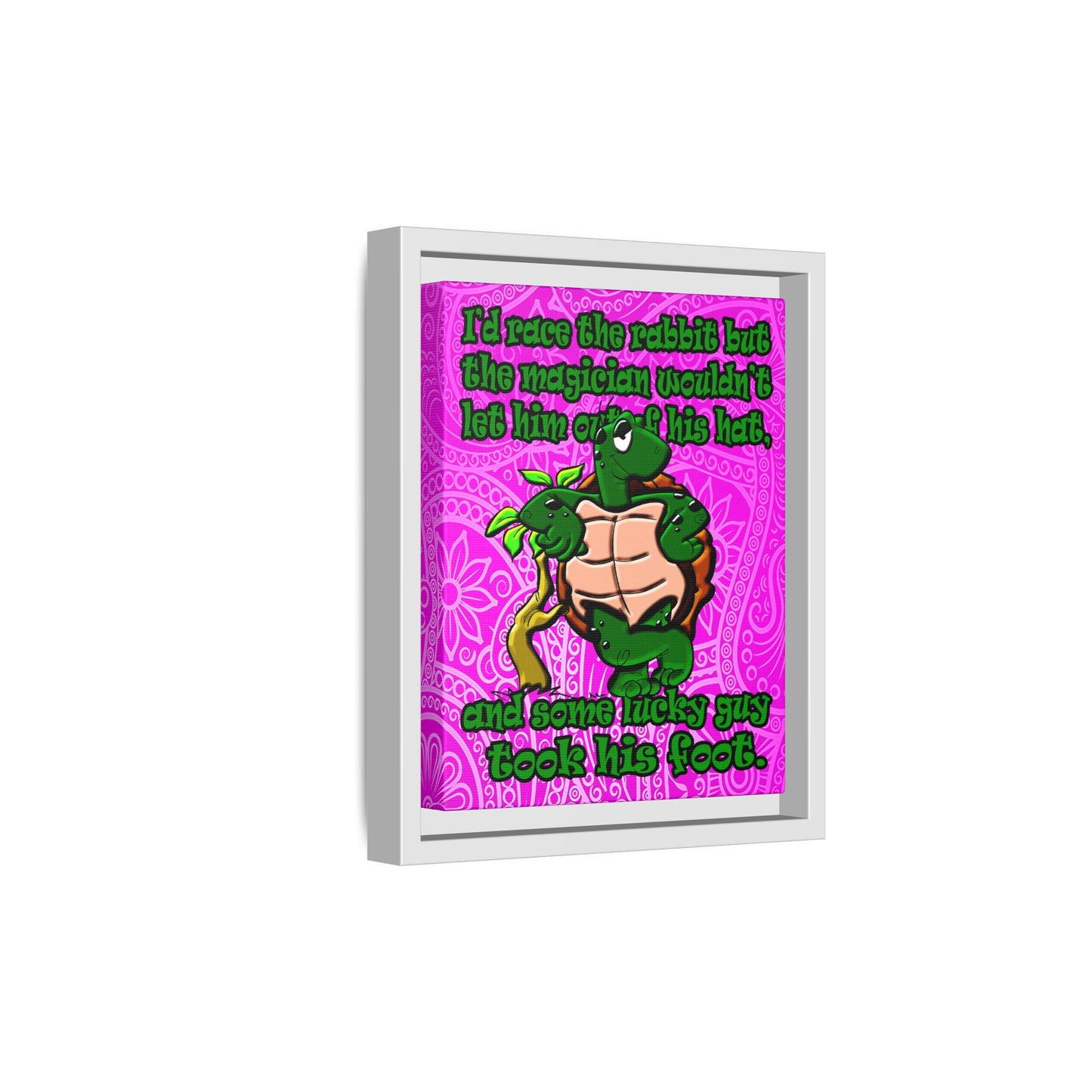 turtle race - framed canvas art (pink swirl)