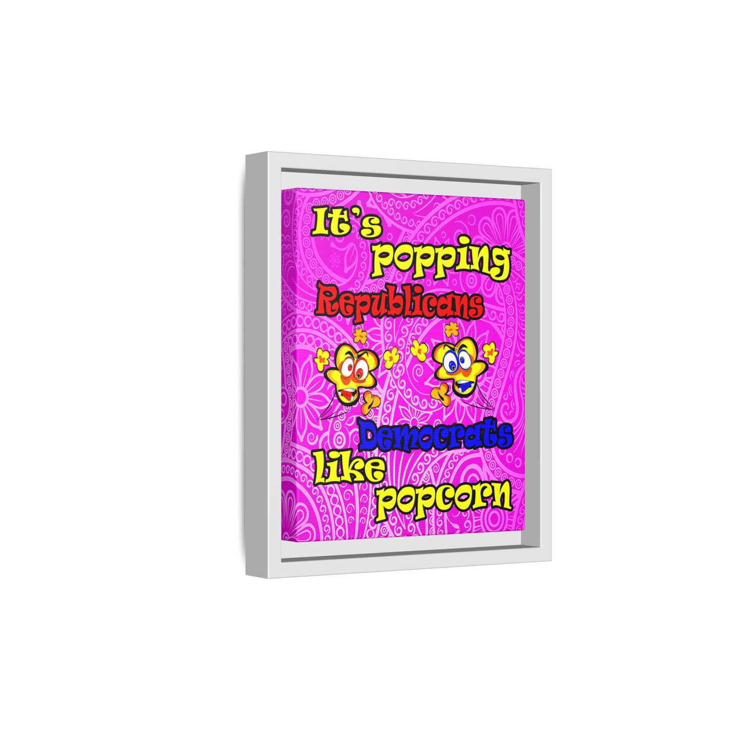 popping like popcorn - framed canvas art (pink swirl)