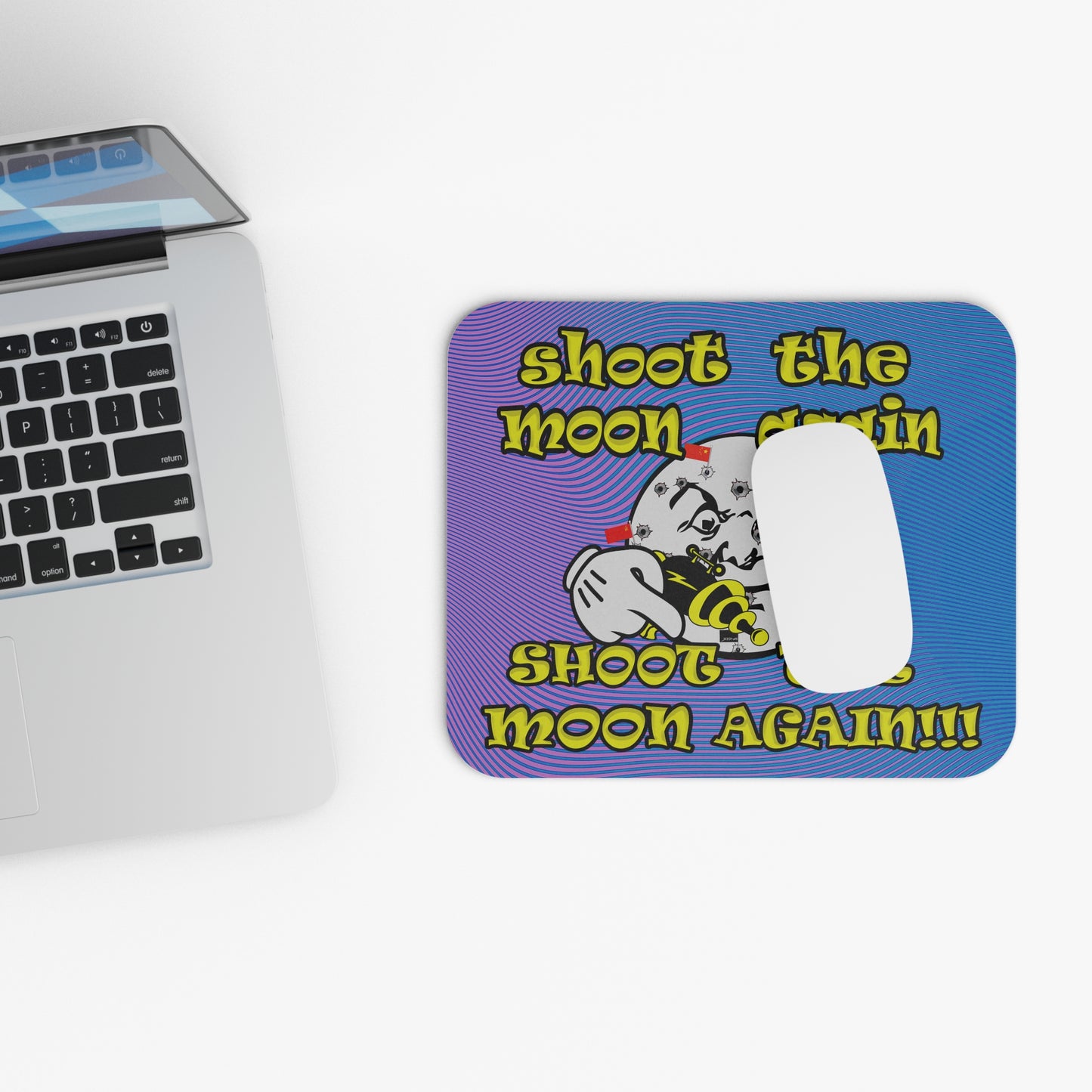 shoot the moon again - Mouse Pad (Rectangle) (light blue-purple wave)
