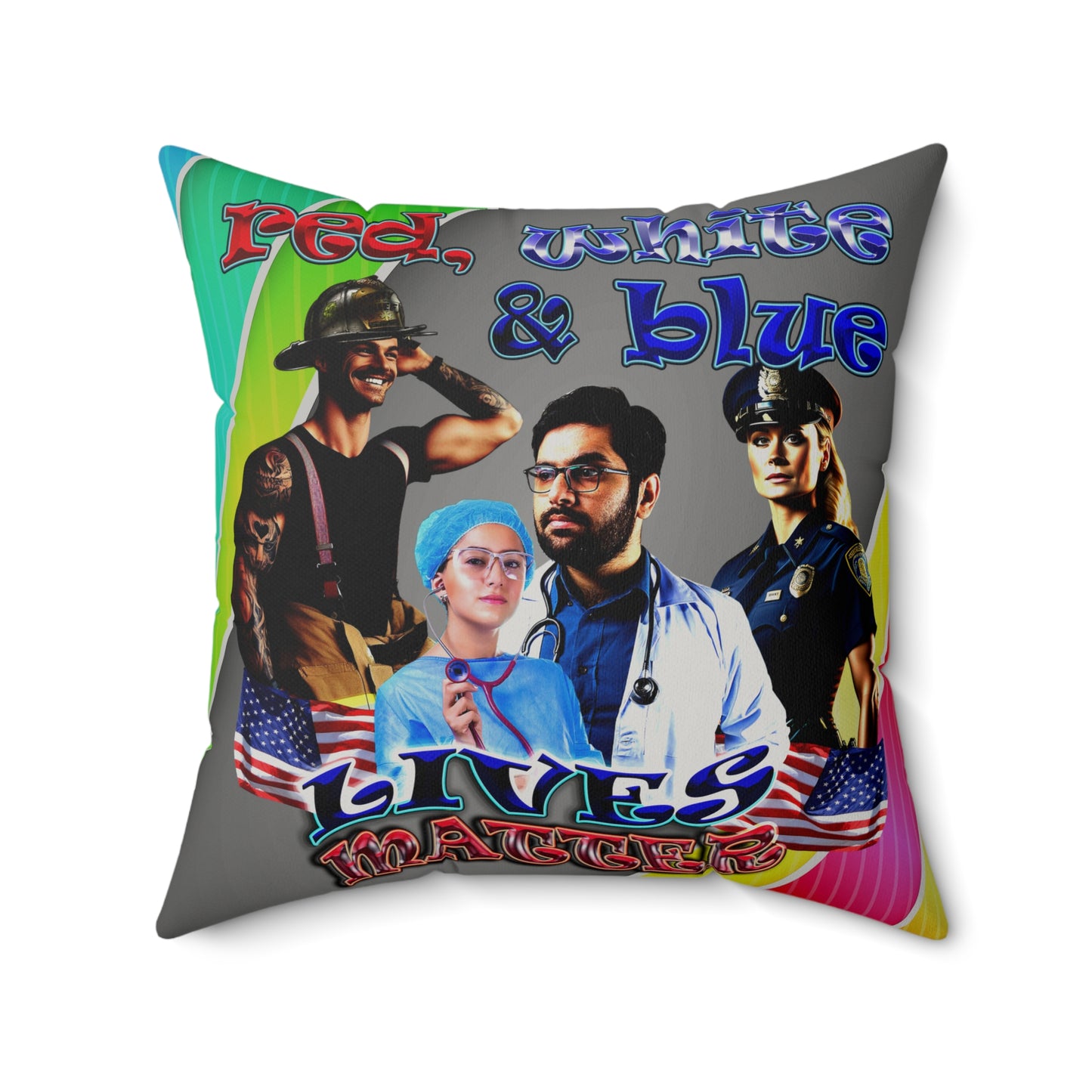 rw&b lives matter - Faux Suede Square Pillow - (rainbow split)