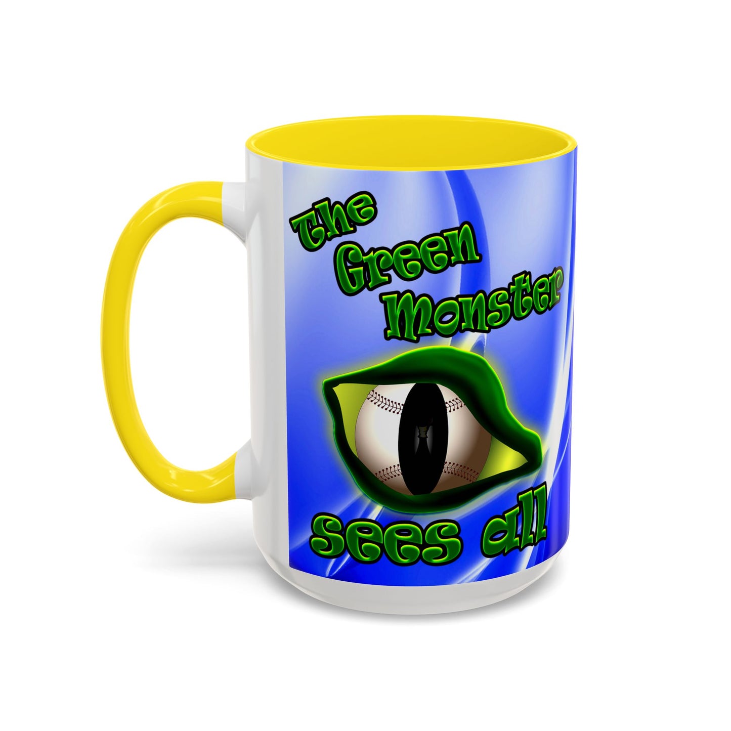 green monster - Accent Mug (blue-white wave)