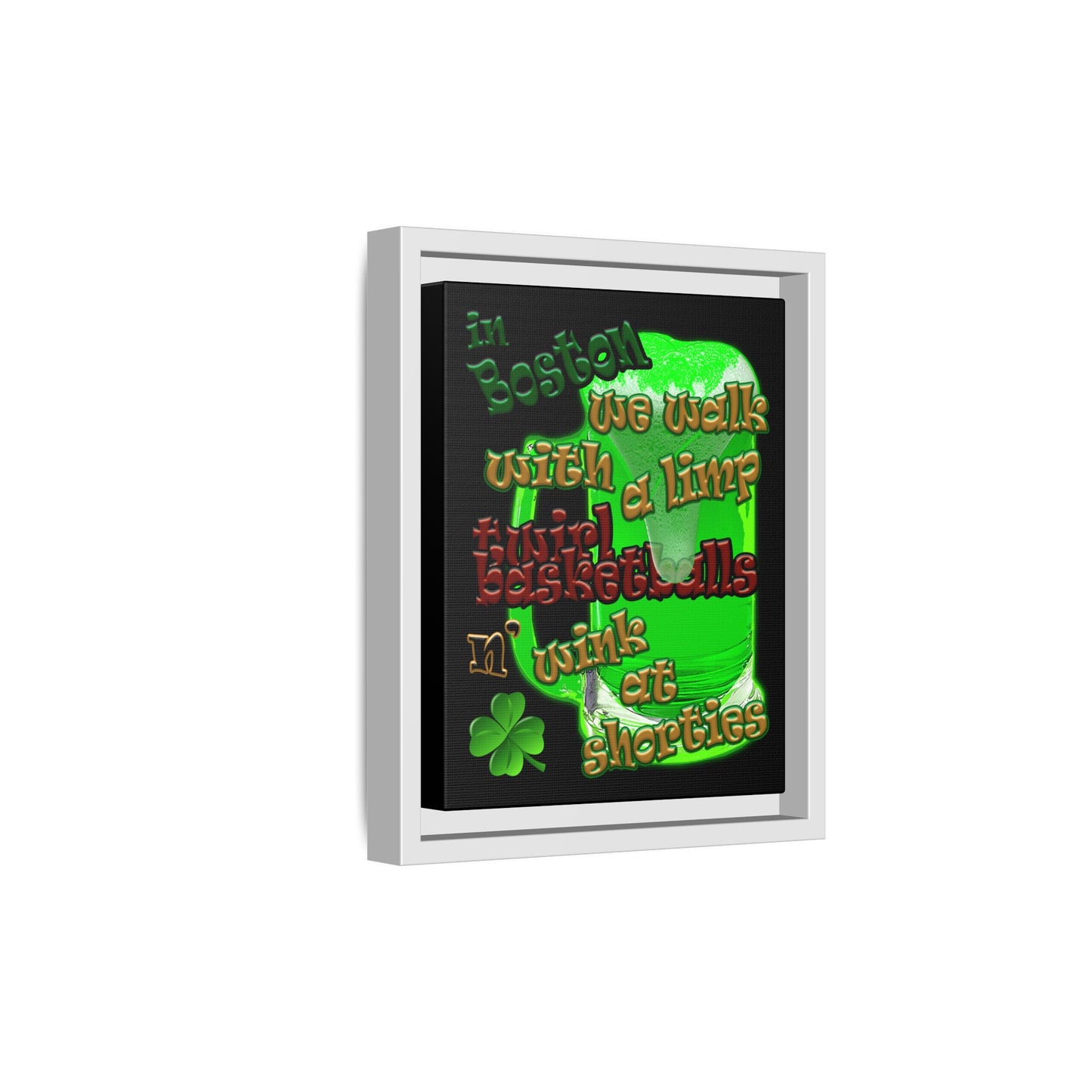 celtics logo - framed canvas art (black)