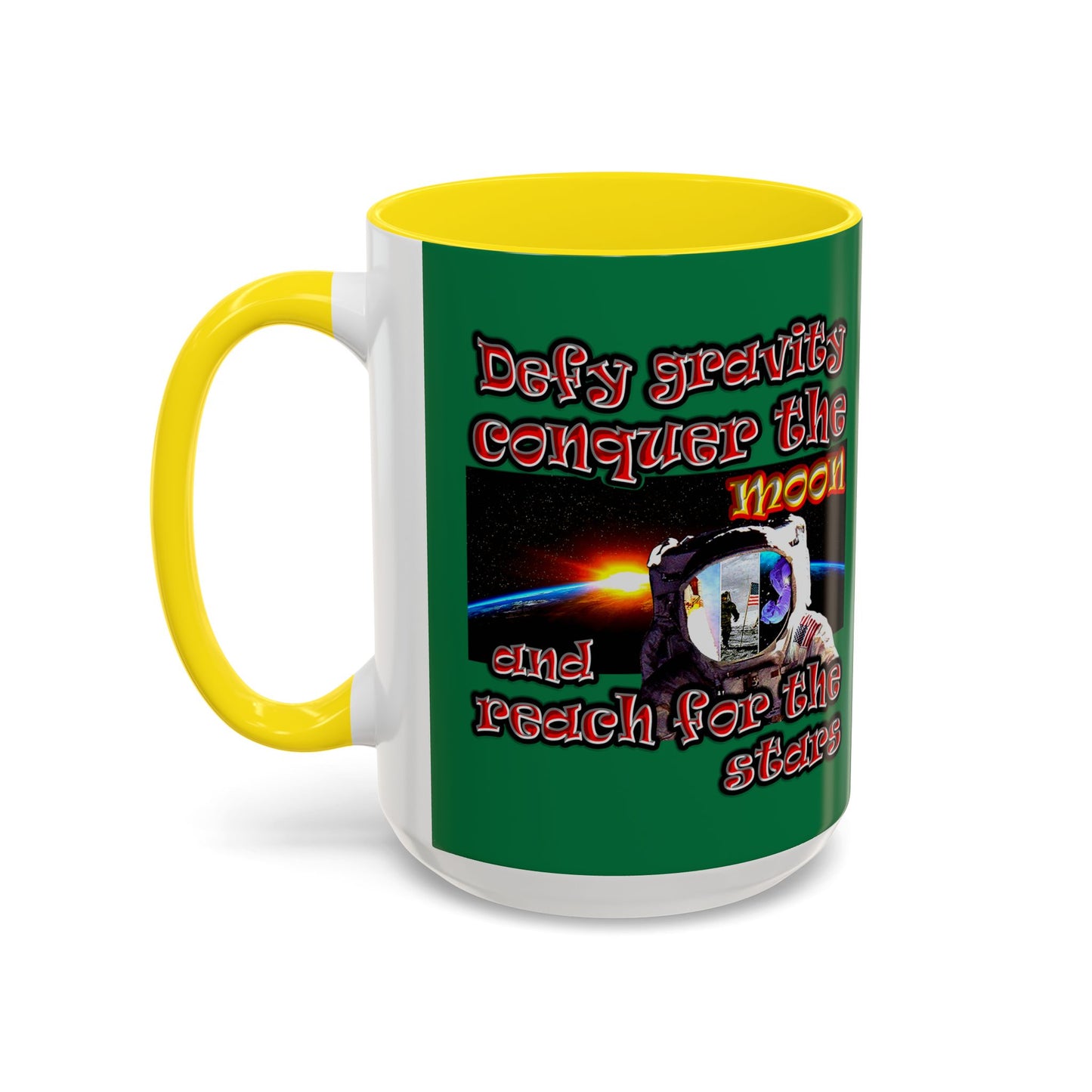 defy conquer reach - Accent Mug (dark green)