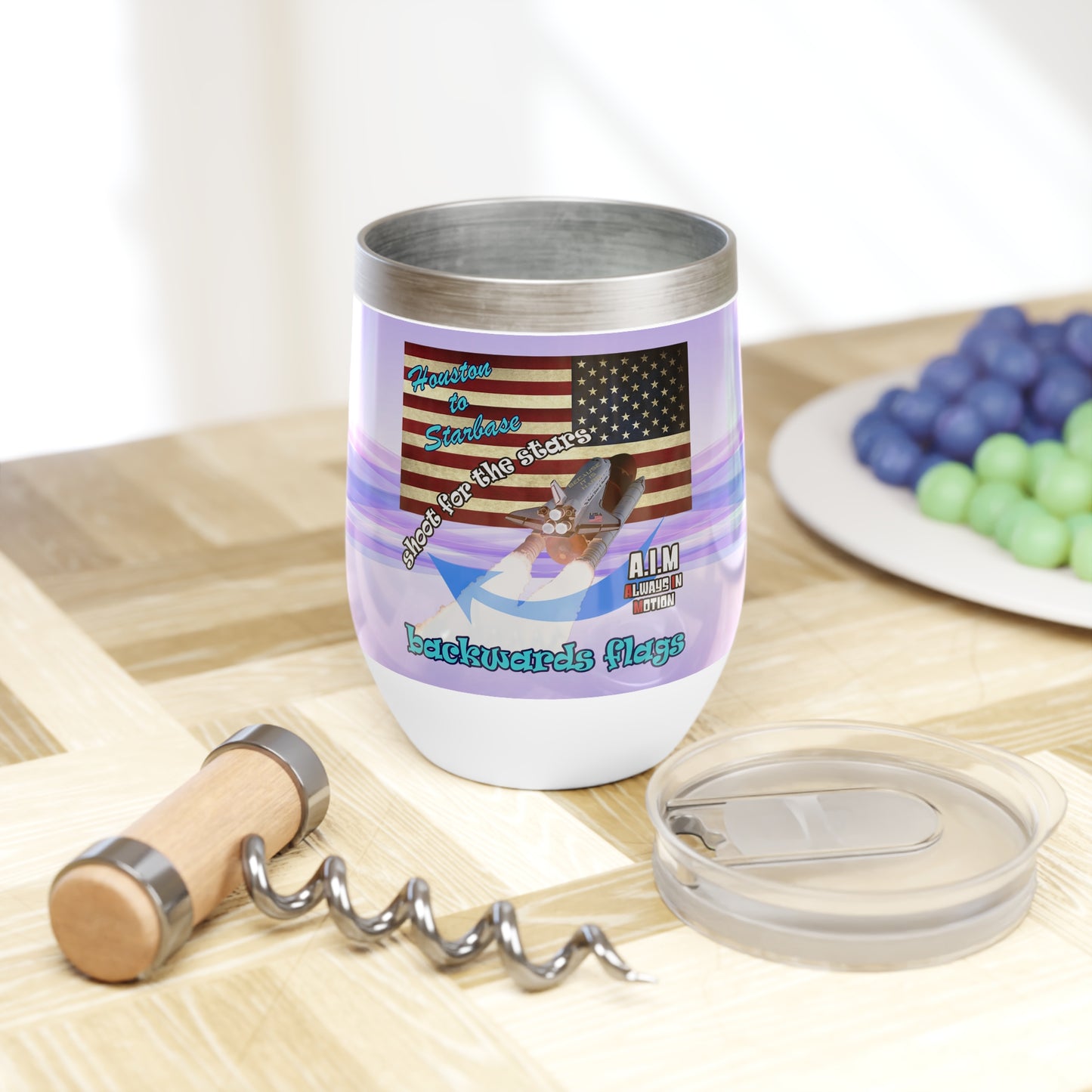 shoot for the stars - Chill Wine Tumbler (light blue-pink wave)