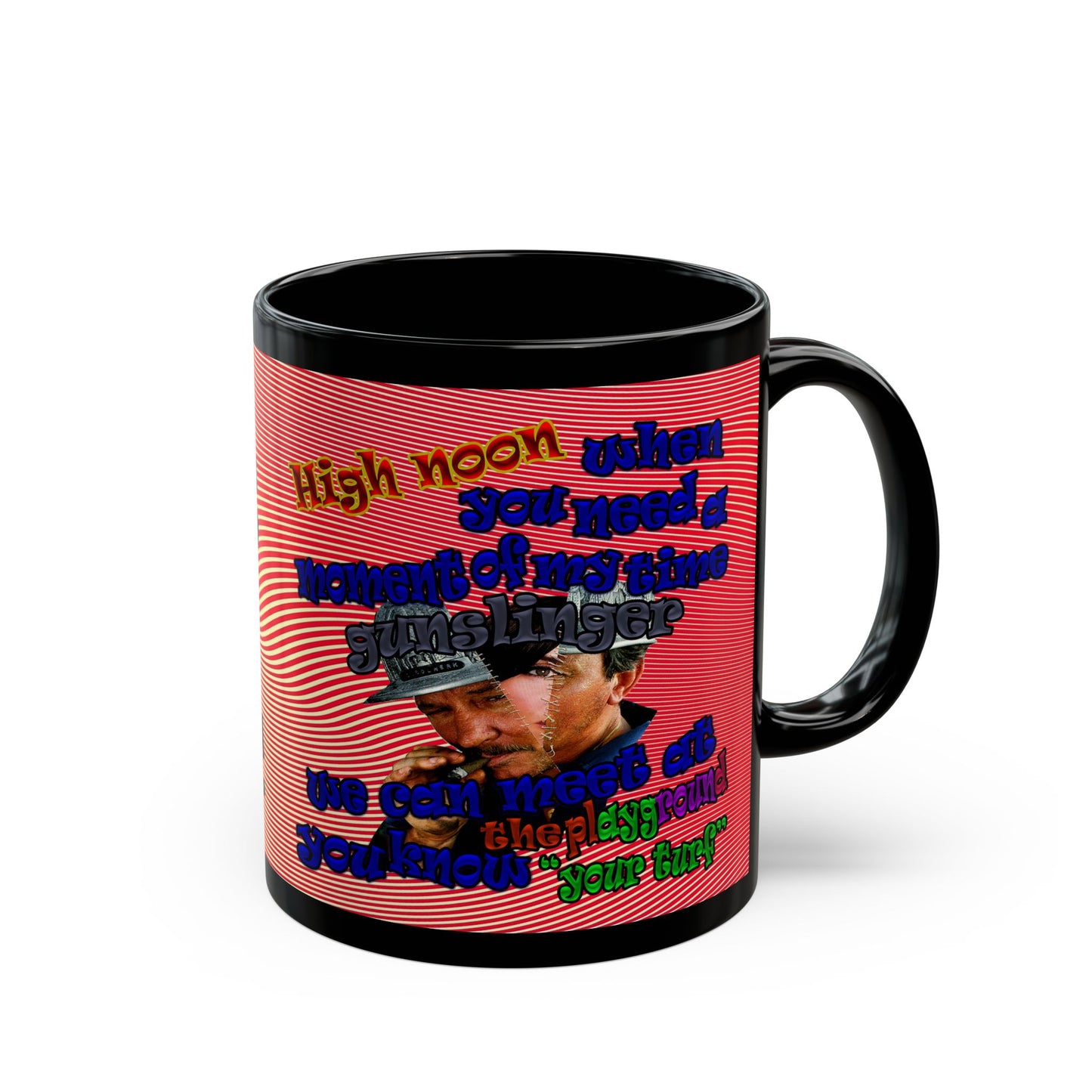 high noon - Black Mug (yellow-orange wave)