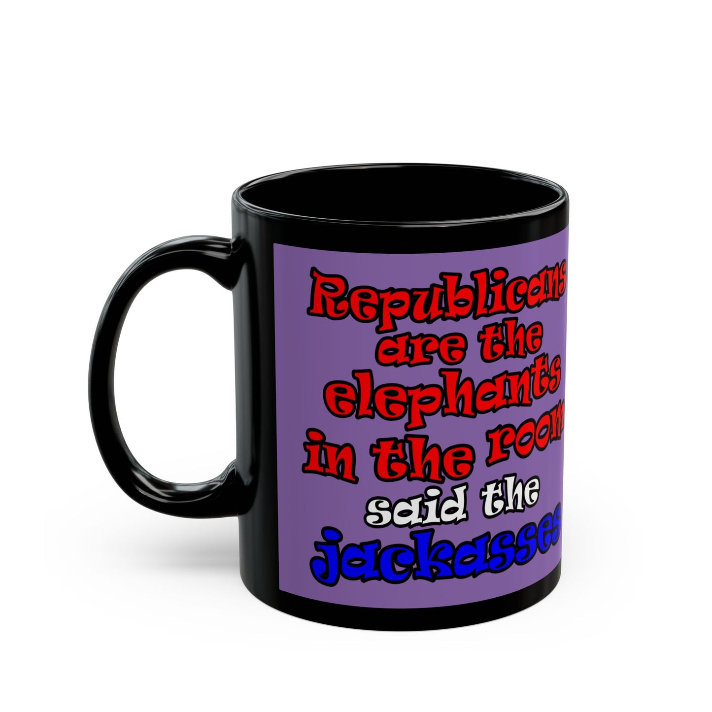 donkeys and elephants - Black Mug (light purple)