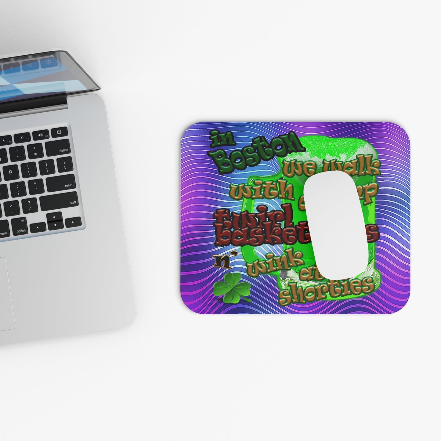 celtics logo - Mouse Pad (Rectangle) (purple wave)