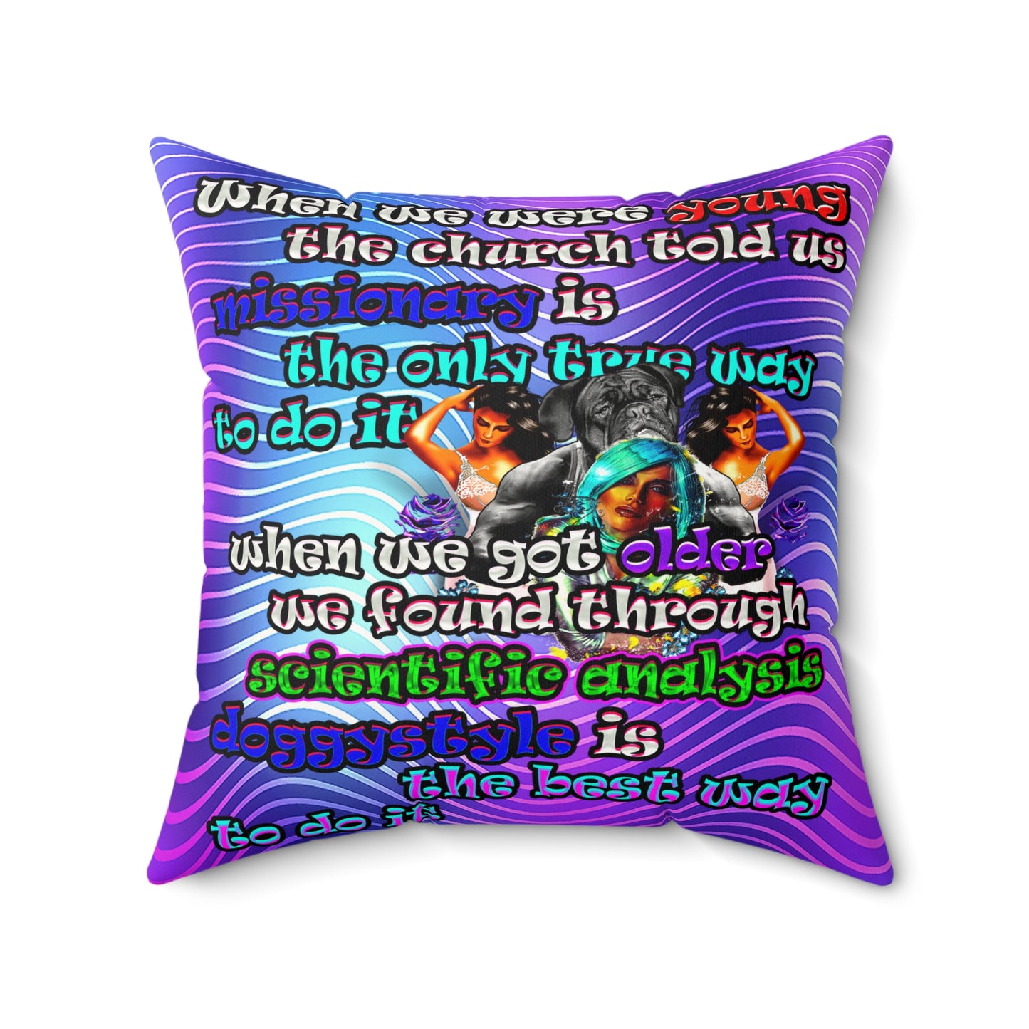 doggystyle - Faux Suede Square Pillow - (purple wave)