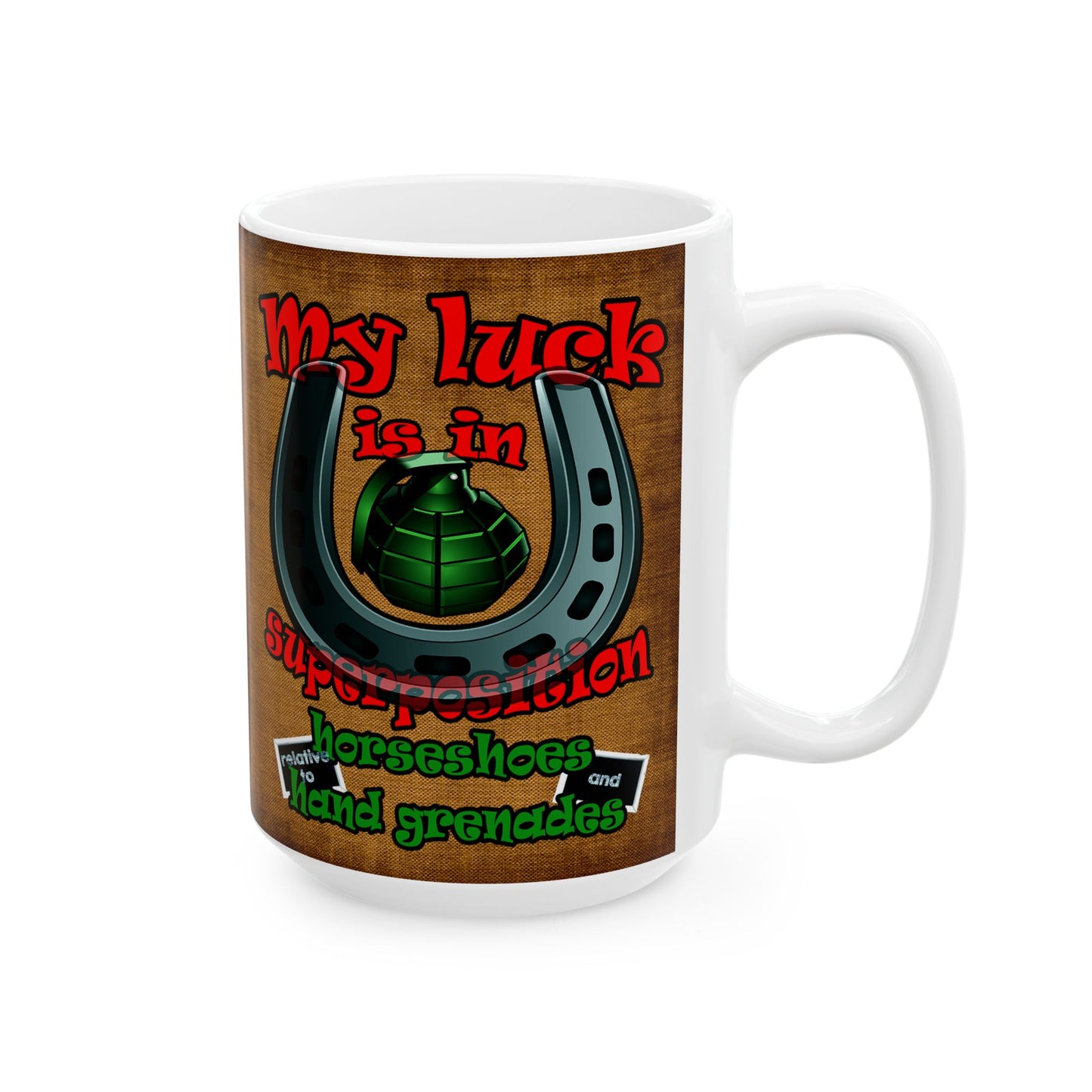 my luck - White Mug (brown papyrus)