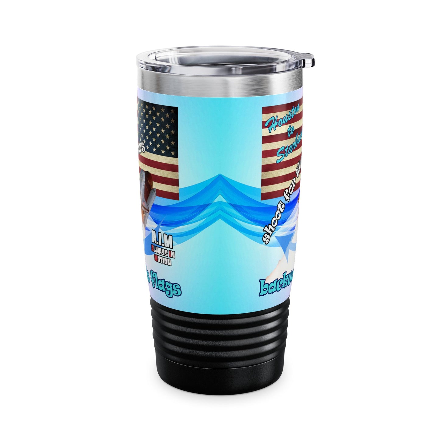 shoot for the stars - Ringneck Tumbler, 20oz (light blue-pink wave)