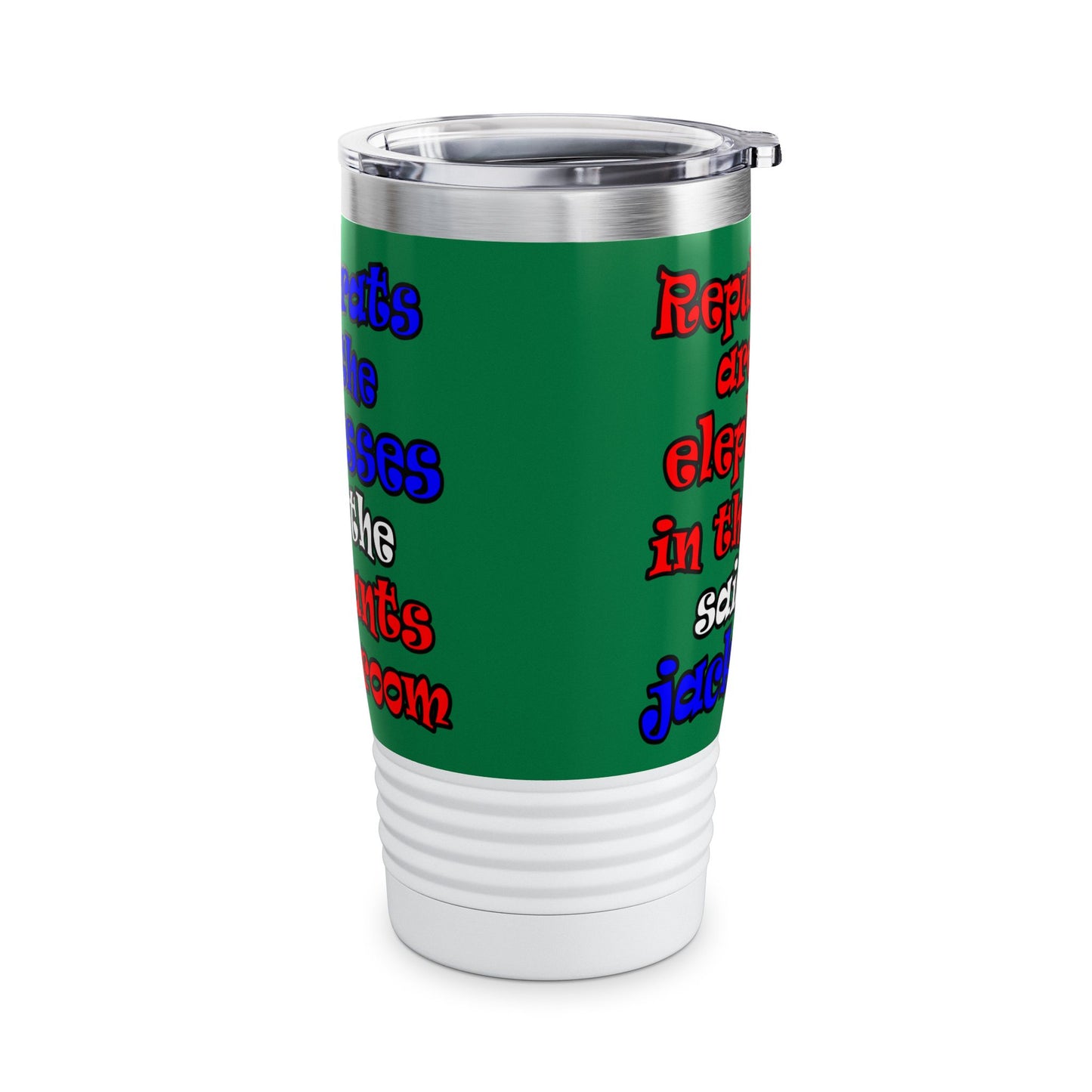 donkeys and elephants - Ringneck Tumbler, 20oz (dark green)