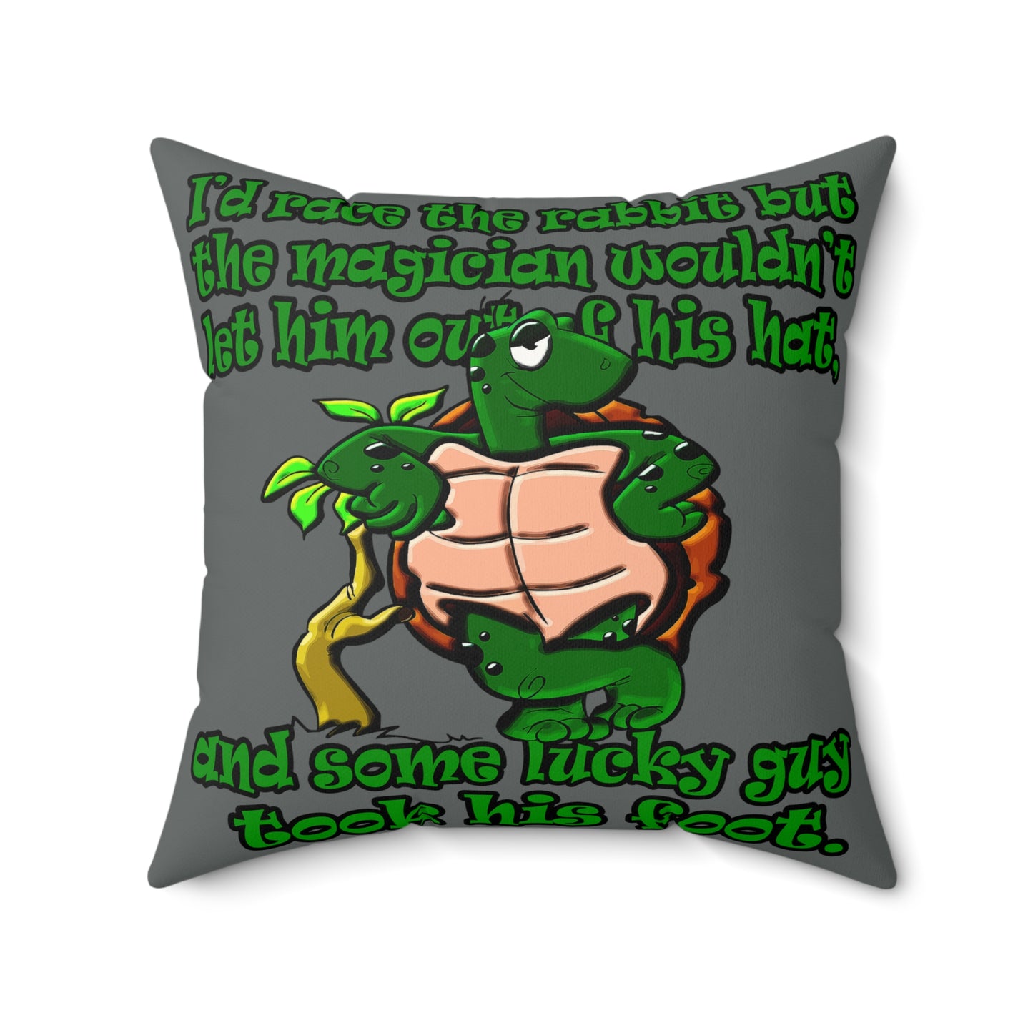 turtle race - Faux Suede Square Pillow - (dark grey)