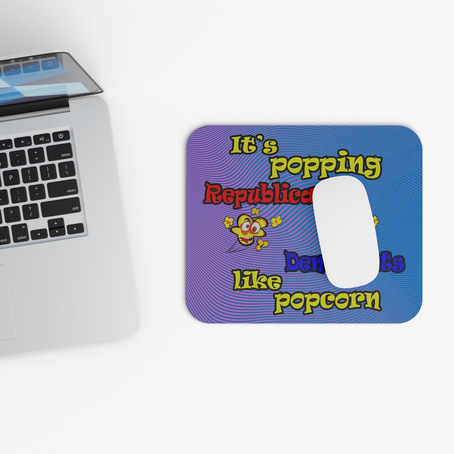 popping like popcorn - Mouse Pad (Rectangle) (light blue-purple wave)