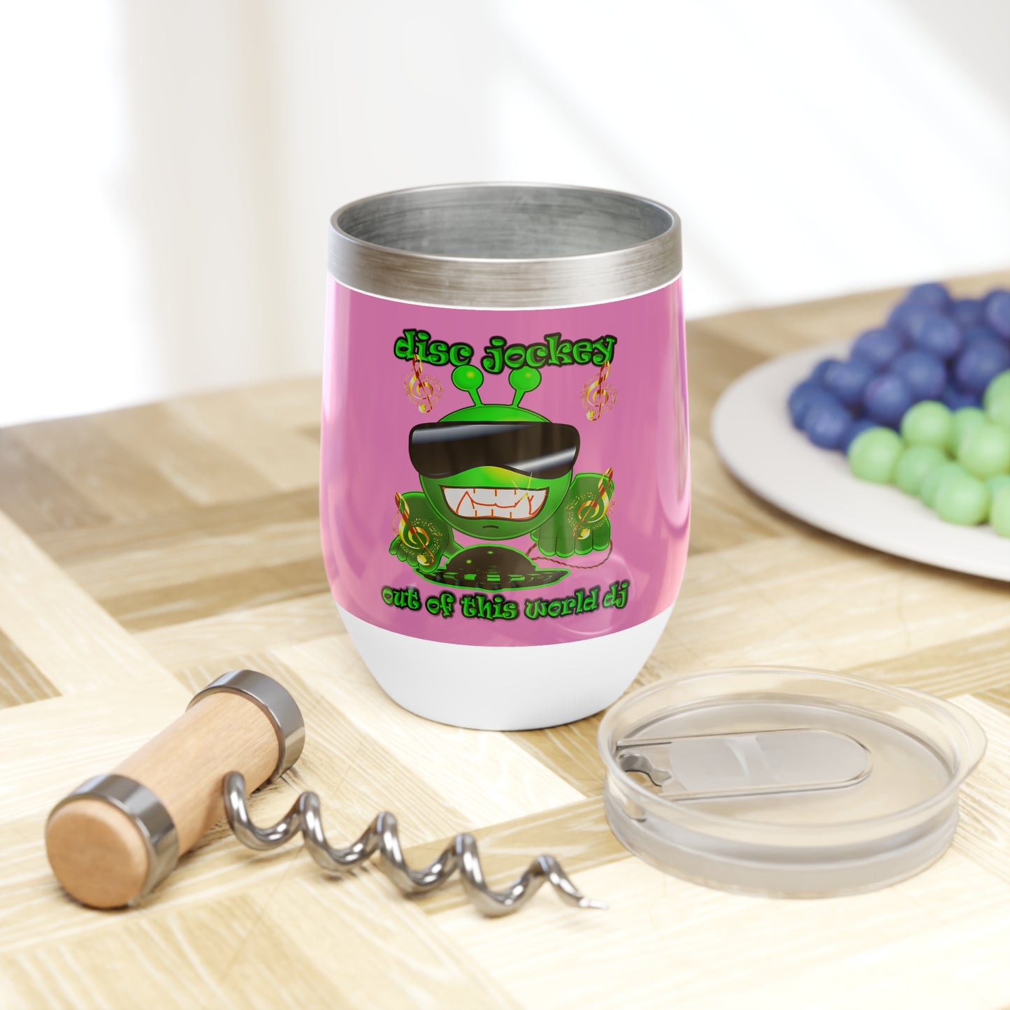 disc jockey - Chill Wine Tumbler (light pink)