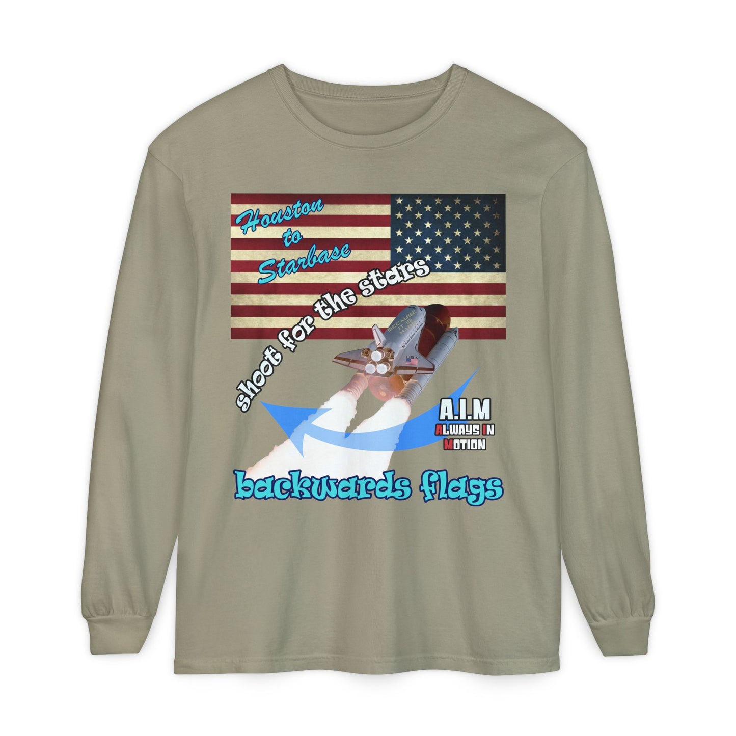 shoot for the stars - Unisex Garment-dyed Long Sleeve T-Shirt