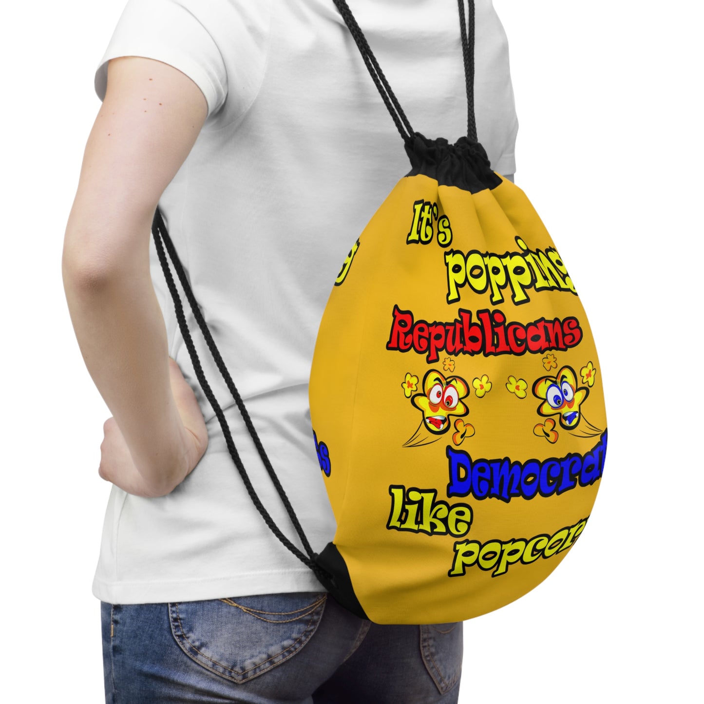 popping like popcorn - Drawstring Bag (yellow)